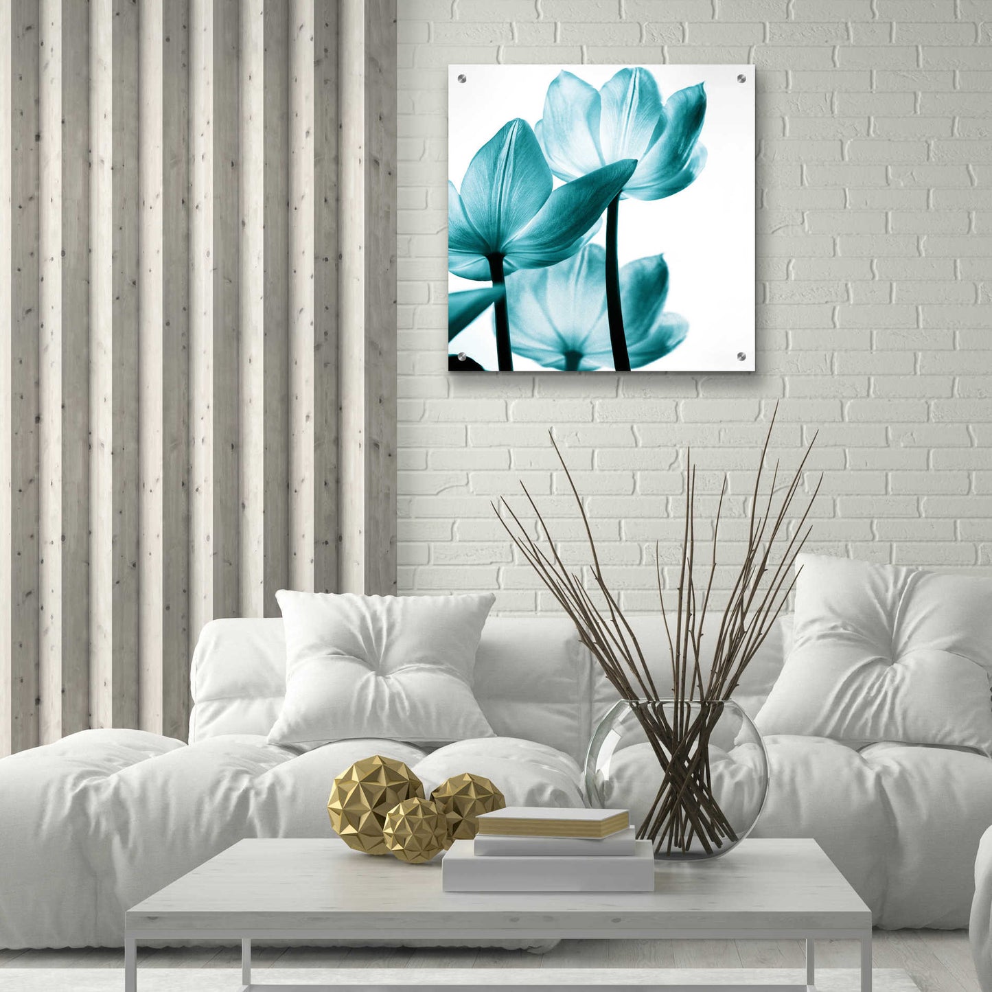 Epic Art 'Translucent Tulips III Teal' by Debra Van Swearingen, Acrylic Glass Wall Art,24x24