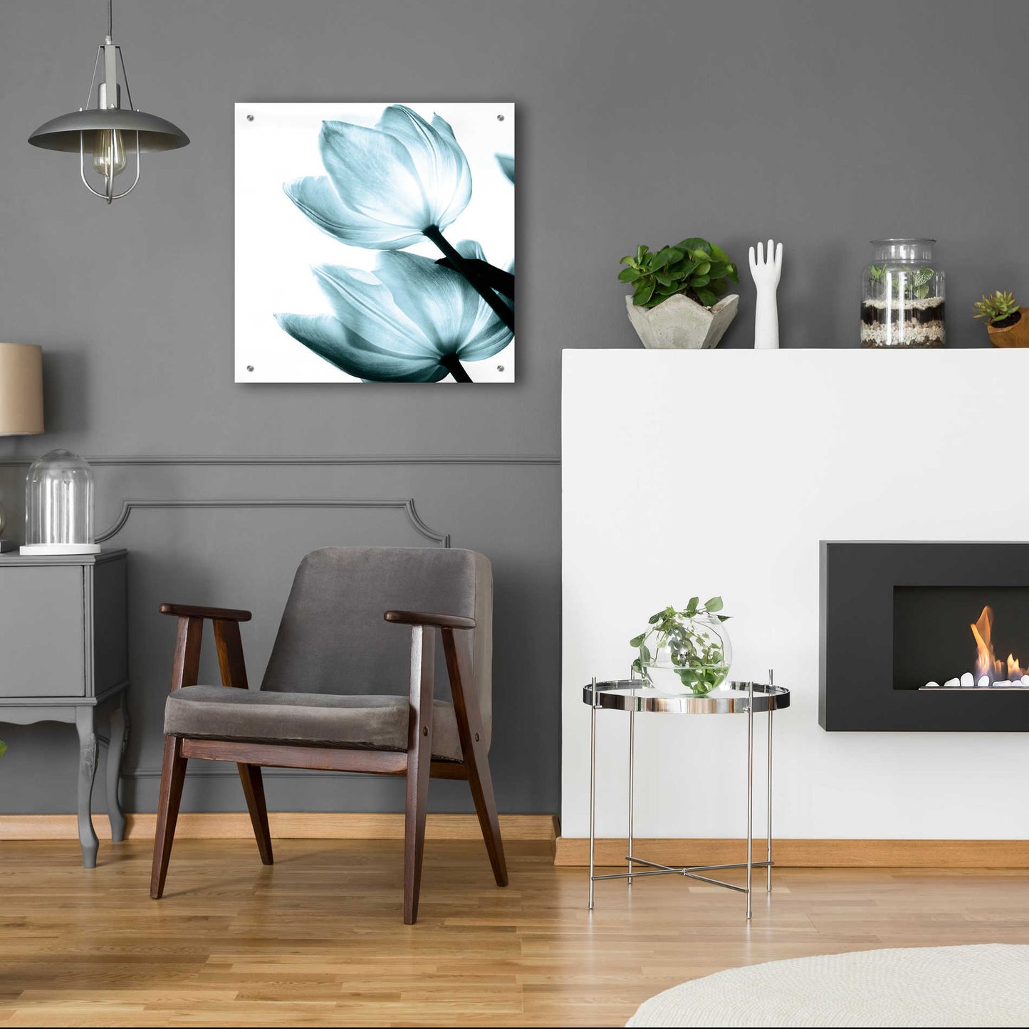 Epic Art 'Translucent Tulips II Aqua' by Debra Van Swearingen, Acrylic Glass Wall Art,24x24