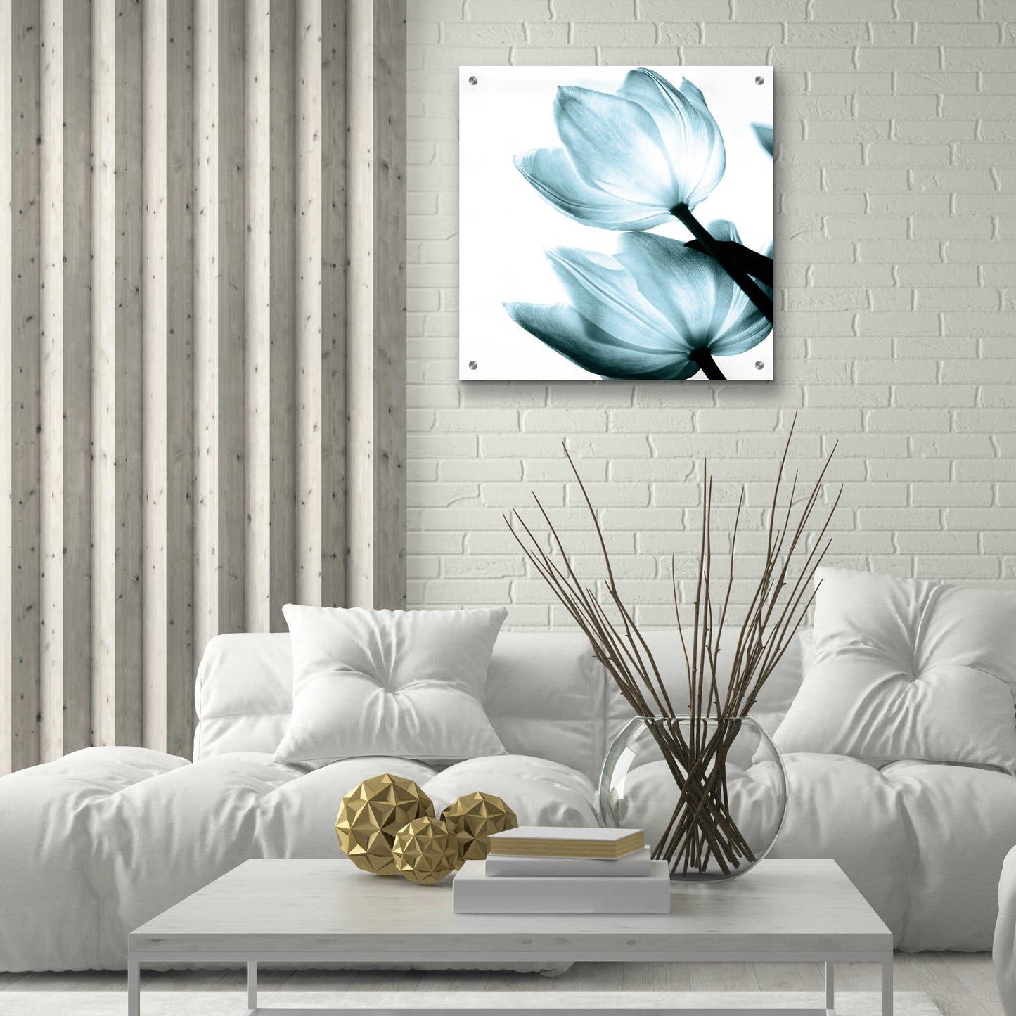 Epic Art 'Translucent Tulips II Aqua' by Debra Van Swearingen, Acrylic Glass Wall Art,24x24