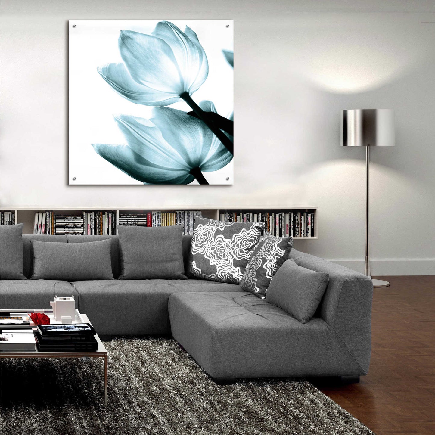 Epic Art 'Translucent Tulips II Aqua' by Debra Van Swearingen, Acrylic Glass Wall Art,36x36