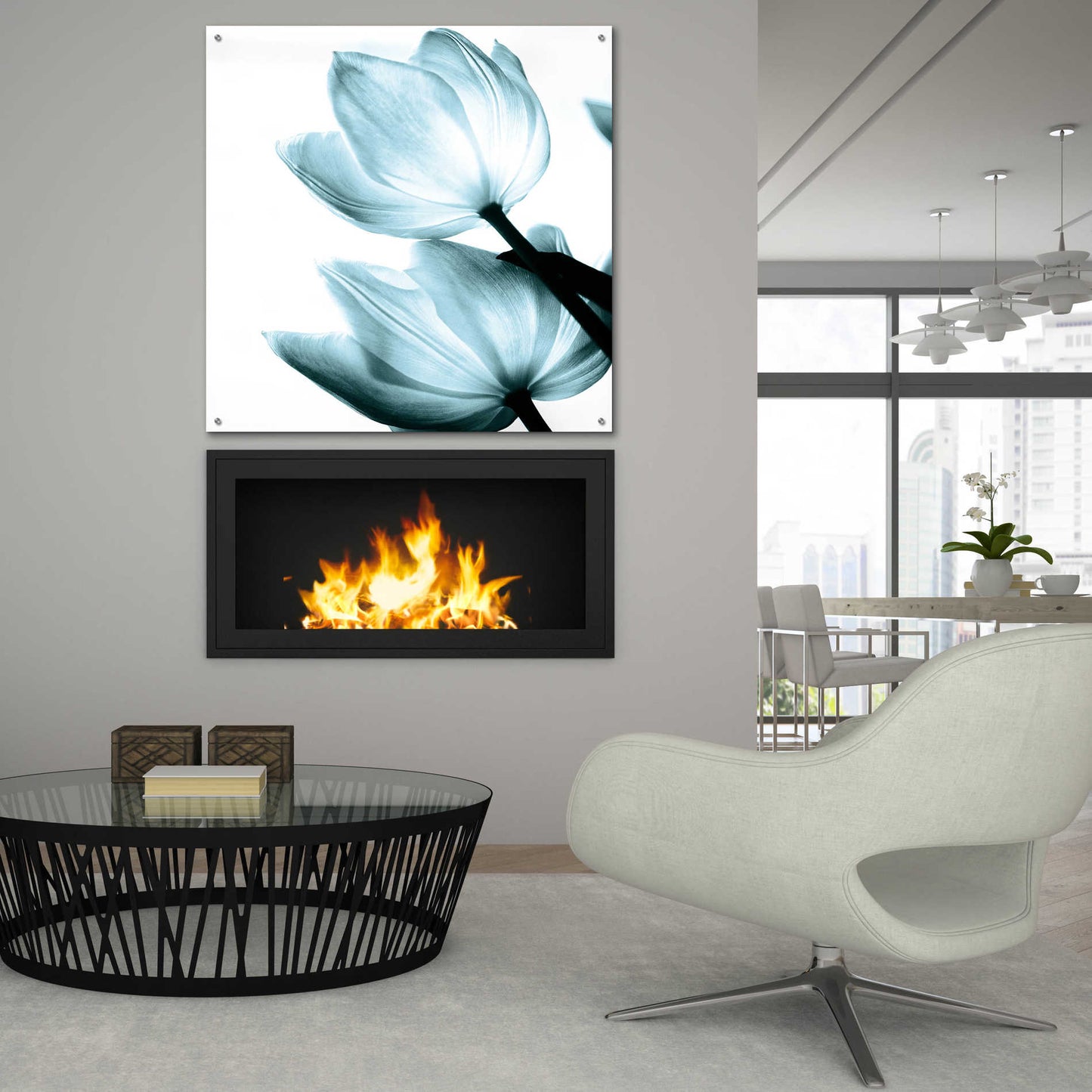 Epic Art 'Translucent Tulips II Aqua' by Debra Van Swearingen, Acrylic Glass Wall Art,36x36