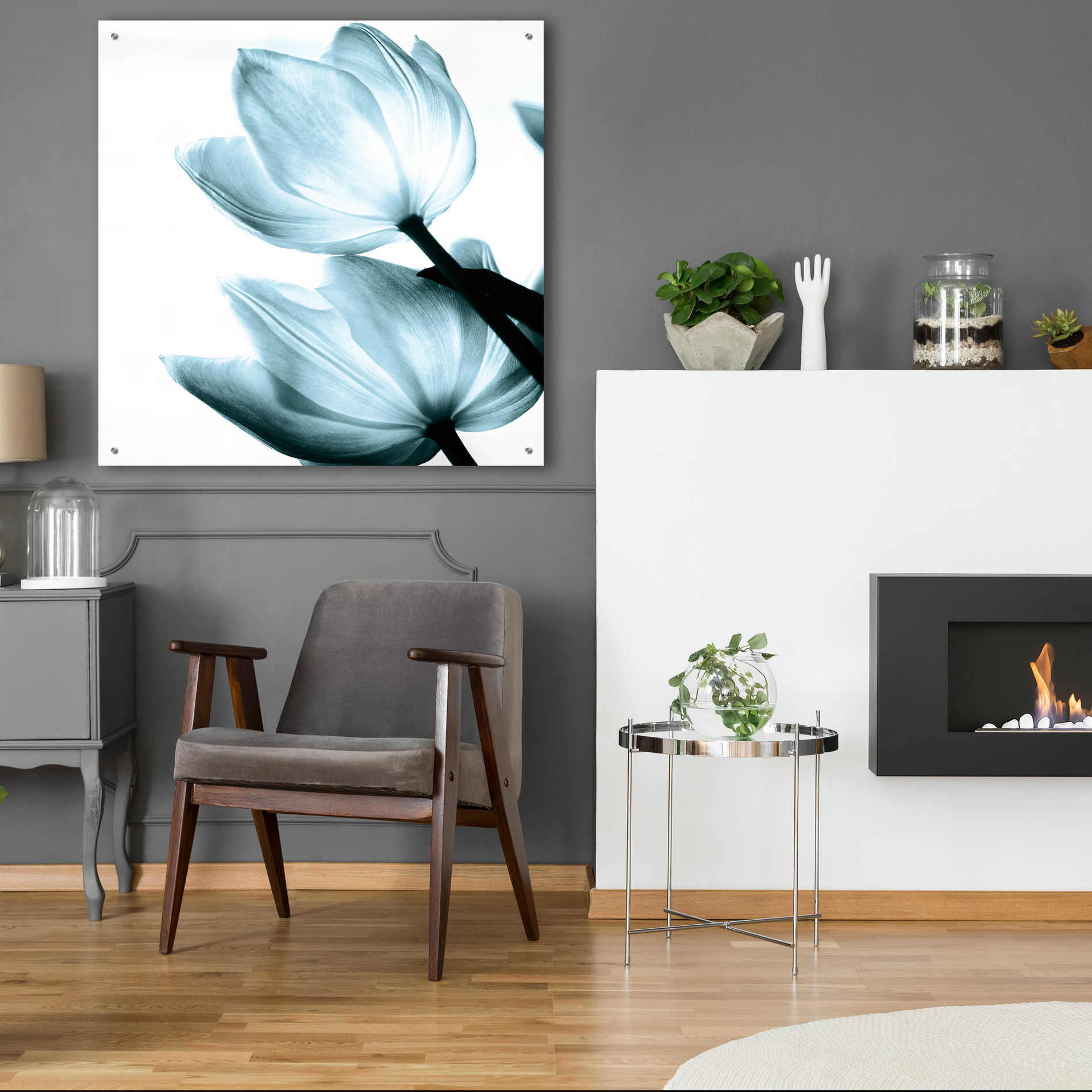 Epic Art 'Translucent Tulips II Aqua' by Debra Van Swearingen, Acrylic Glass Wall Art,36x36