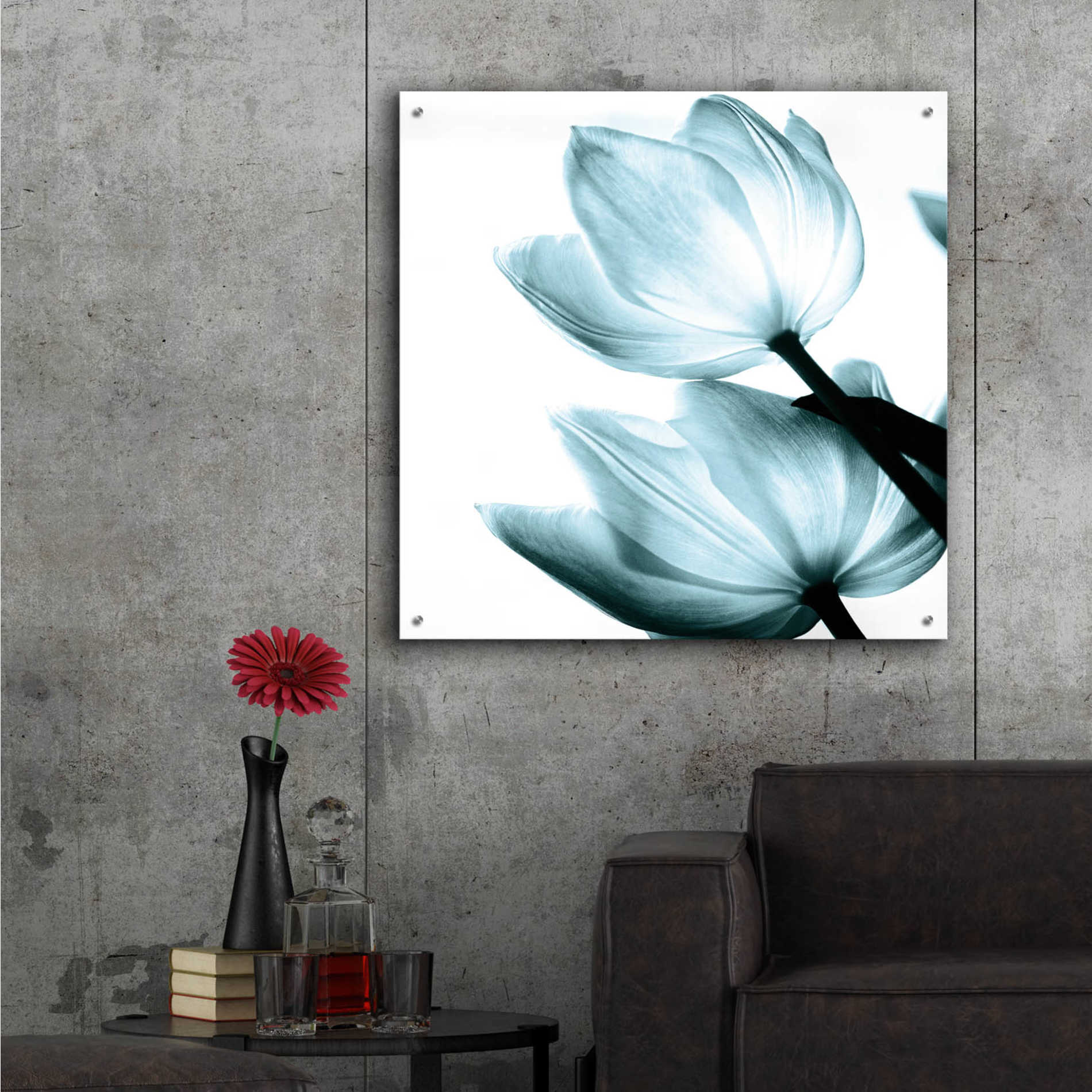 Epic Art 'Translucent Tulips II Aqua' by Debra Van Swearingen, Acrylic Glass Wall Art,36x36