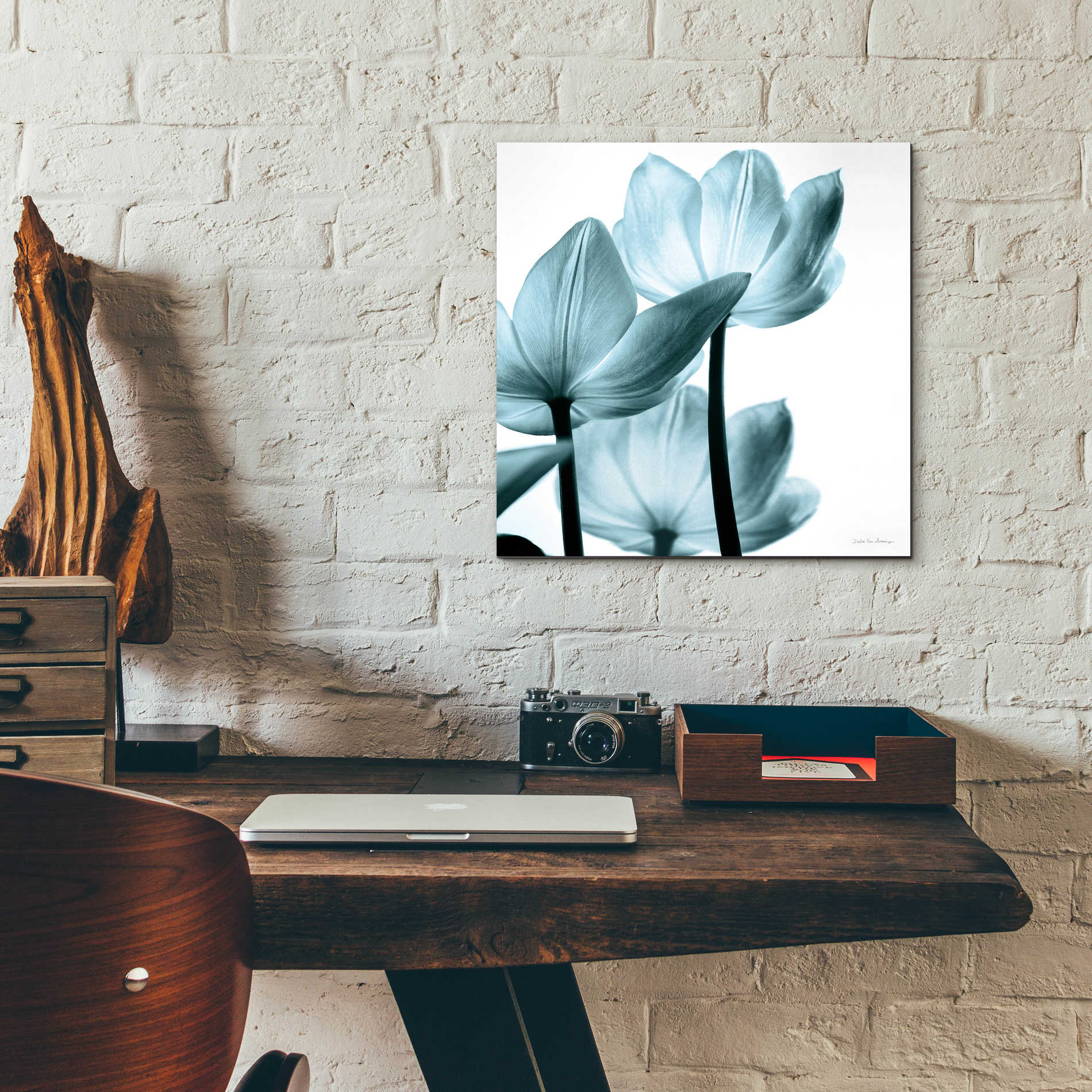 Epic Art 'Translucent Tulips III Aqua' by Debra Van Swearingen, Acrylic Glass Wall Art,12x12