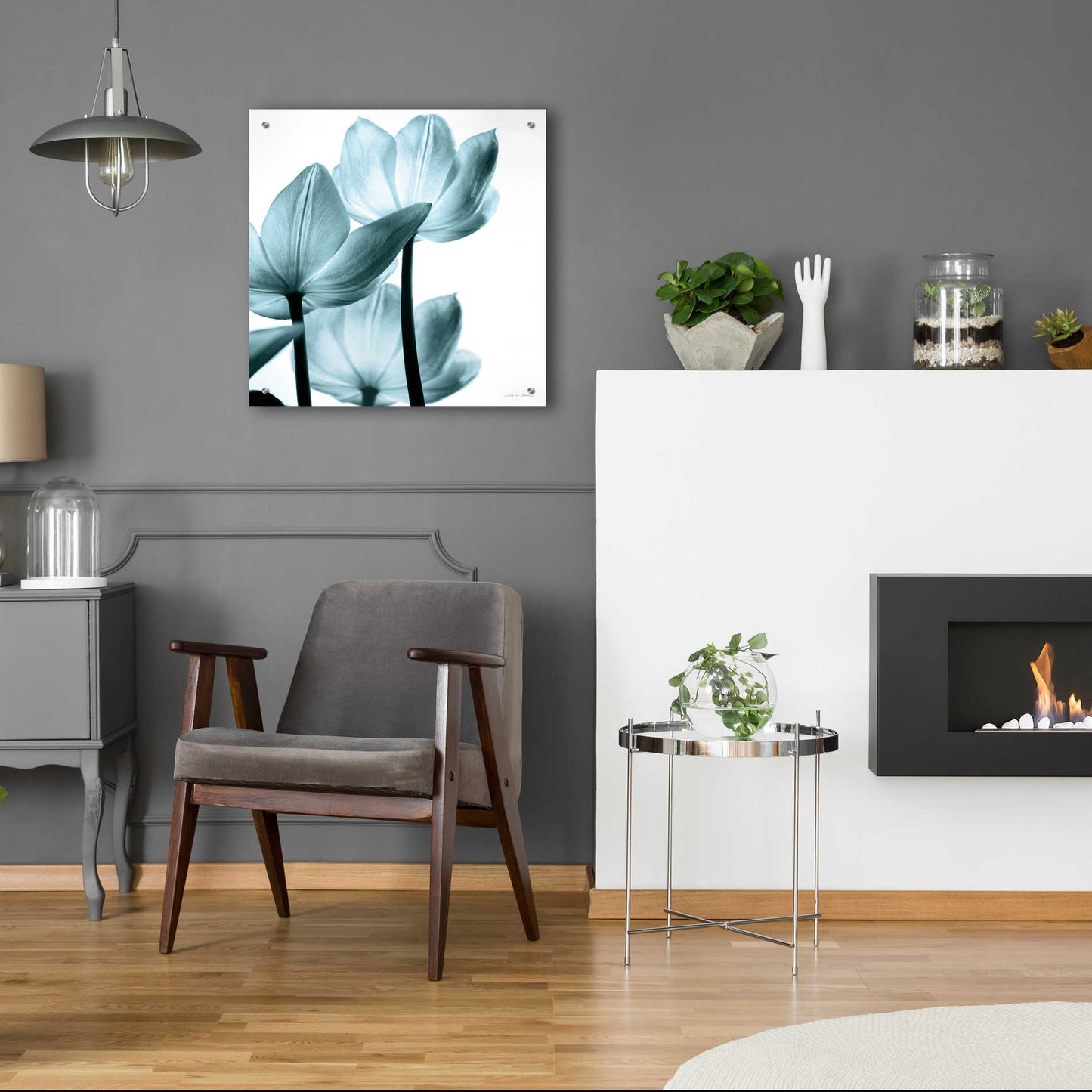 Epic Art 'Translucent Tulips III Aqua' by Debra Van Swearingen, Acrylic Glass Wall Art,24x24