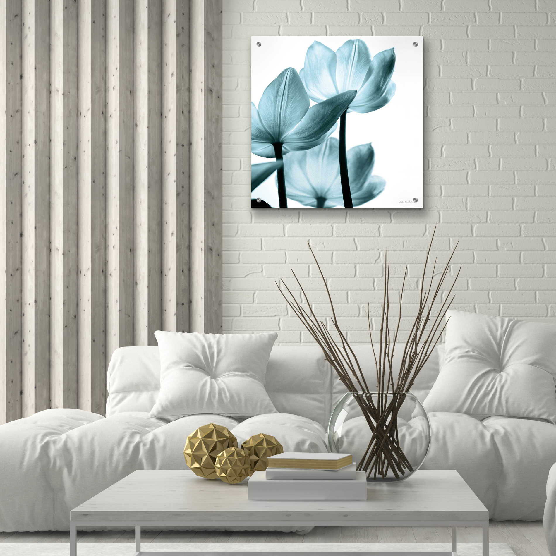 Epic Art 'Translucent Tulips III Aqua' by Debra Van Swearingen, Acrylic Glass Wall Art,24x24