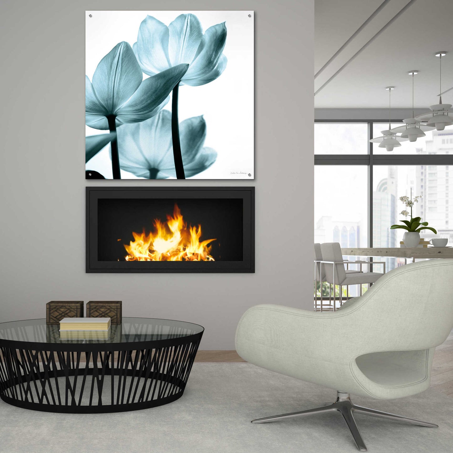 Epic Art 'Translucent Tulips III Aqua' by Debra Van Swearingen, Acrylic Glass Wall Art,36x36