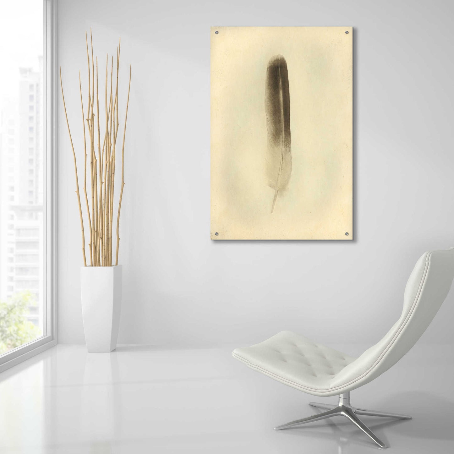 Epic Art 'Feather II Vintage' by Debra Van Swearingen, Acrylic Glass Wall Art,24x36