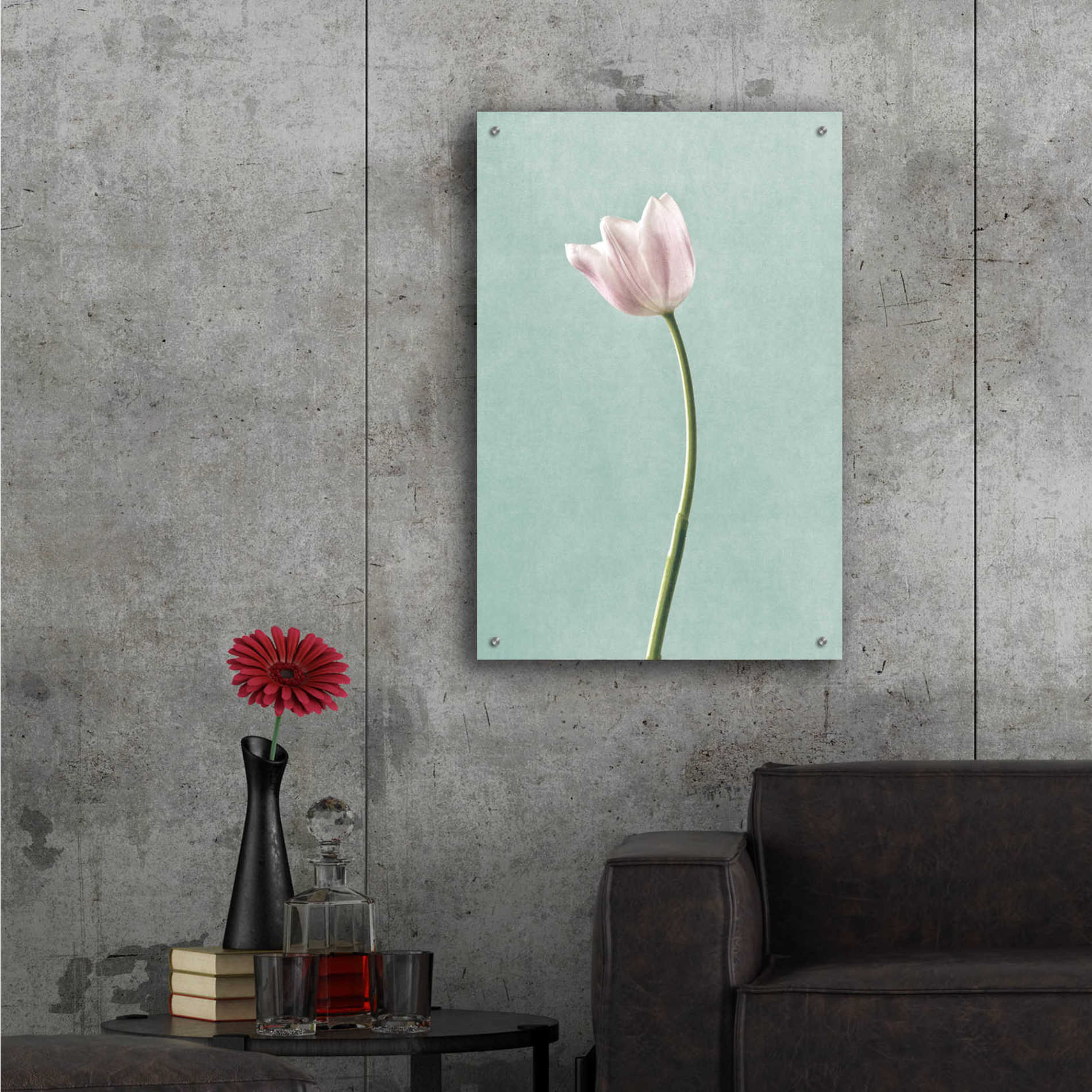 Epic Art 'Light Tulips I Harbor Gray' by Debra Van Swearingen, Acrylic Glass Wall Art,24x36