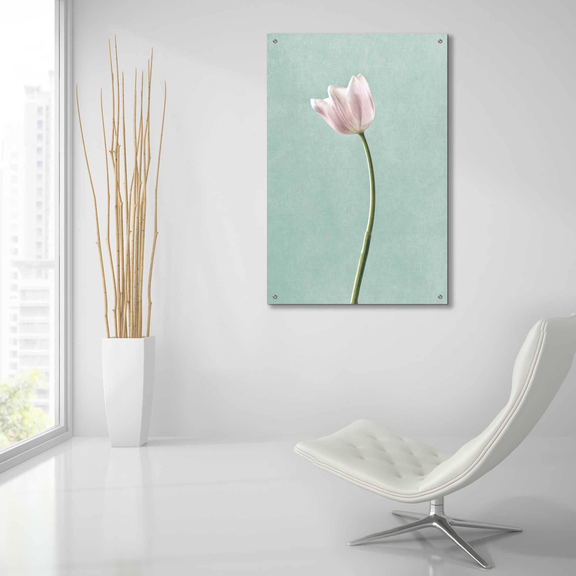 Epic Art 'Light Tulips I Harbor Gray' by Debra Van Swearingen, Acrylic Glass Wall Art,24x36