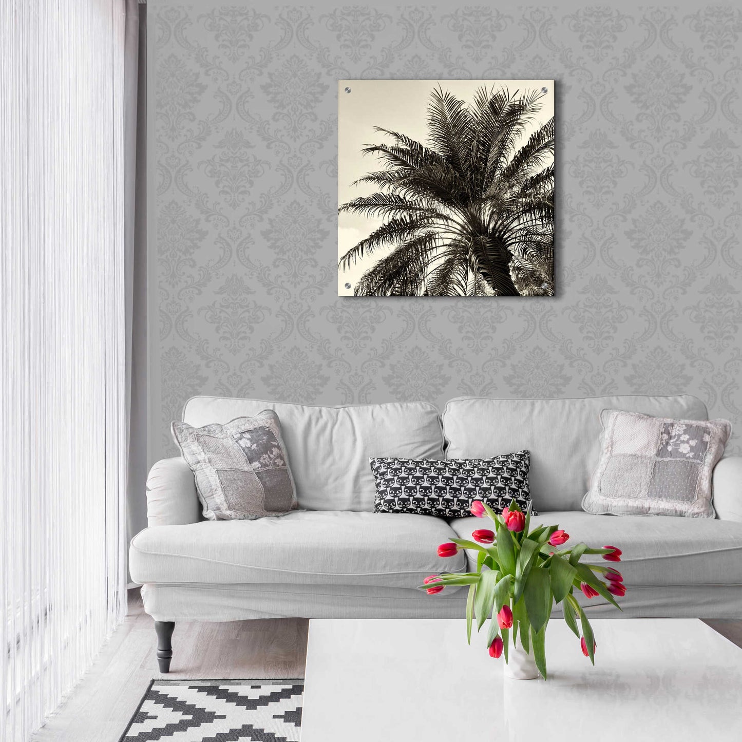 Epic Art 'Palm Tree Sepia I' by Debra Van Swearingen, Acrylic Glass Wall Art,24x24