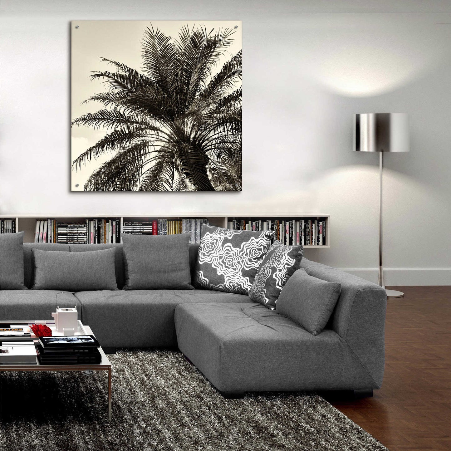 Epic Art 'Palm Tree Sepia I' by Debra Van Swearingen, Acrylic Glass Wall Art,36x36