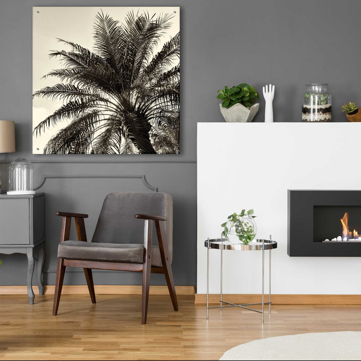 Epic Art 'Palm Tree Sepia I' by Debra Van Swearingen, Acrylic Glass Wall Art,36x36