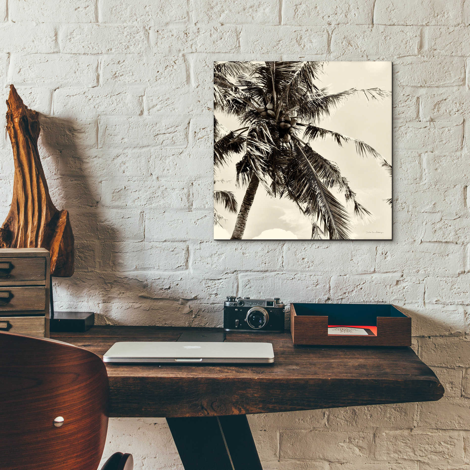 Epic Art 'Palm Tree Sepia II' by Debra Van Swearingen, Acrylic Glass Wall Art,12x12