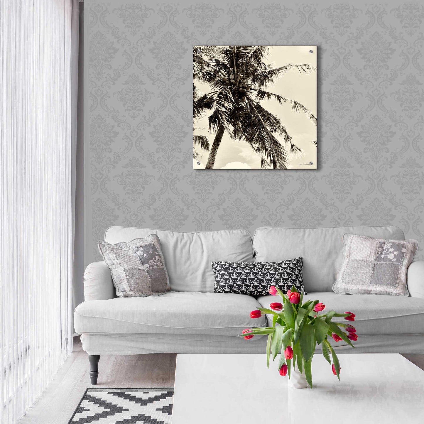 Epic Art 'Palm Tree Sepia II' by Debra Van Swearingen, Acrylic Glass Wall Art,24x24