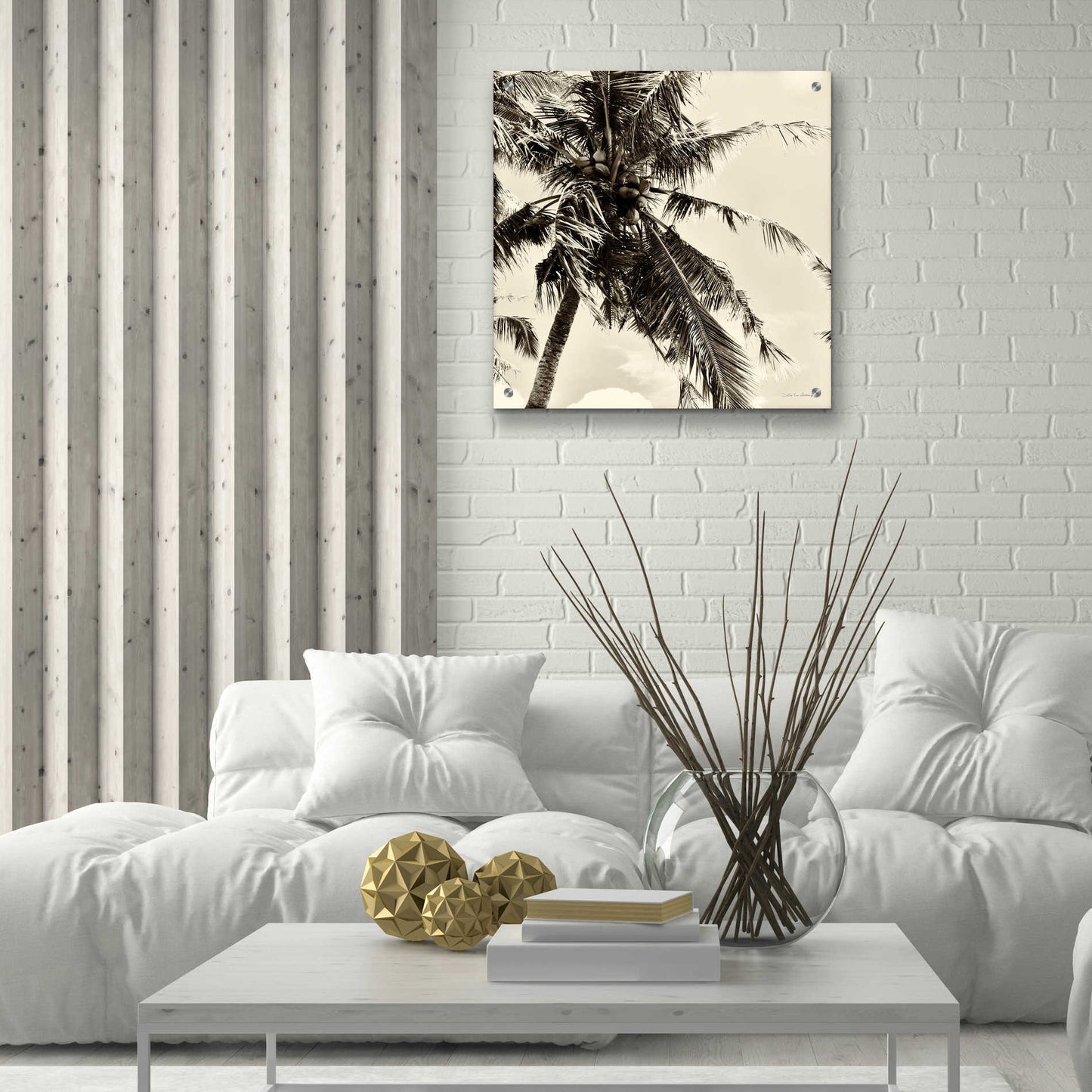 Epic Art 'Palm Tree Sepia II' by Debra Van Swearingen, Acrylic Glass Wall Art,24x24