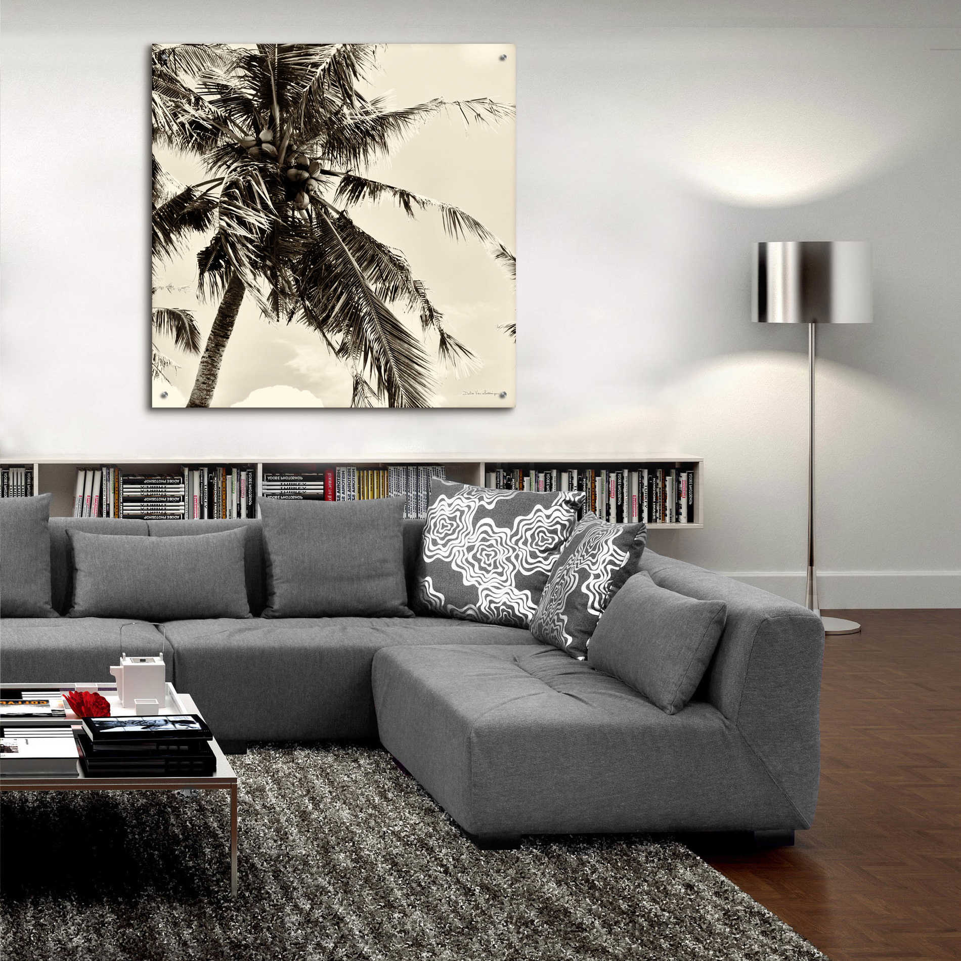 Epic Art 'Palm Tree Sepia II' by Debra Van Swearingen, Acrylic Glass Wall Art,36x36