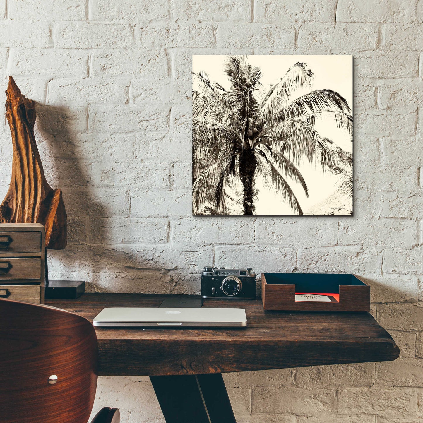 Epic Art 'Palm Tree Sepia III' by Debra Van Swearingen, Acrylic Glass Wall Art,12x12