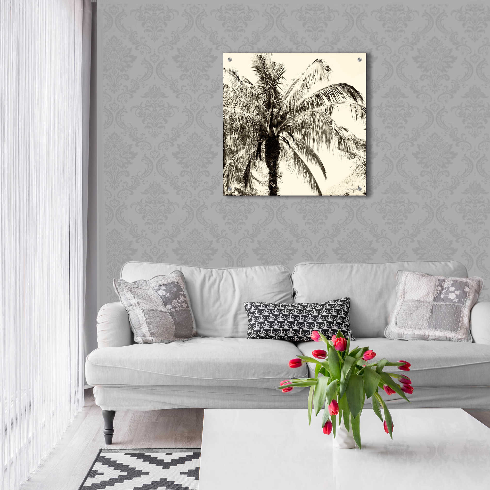 Epic Art 'Palm Tree Sepia III' by Debra Van Swearingen, Acrylic Glass Wall Art,24x24