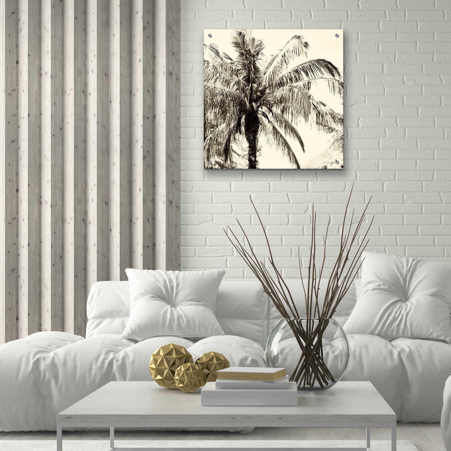 Epic Art 'Palm Tree Sepia III' by Debra Van Swearingen, Acrylic Glass Wall Art,24x24