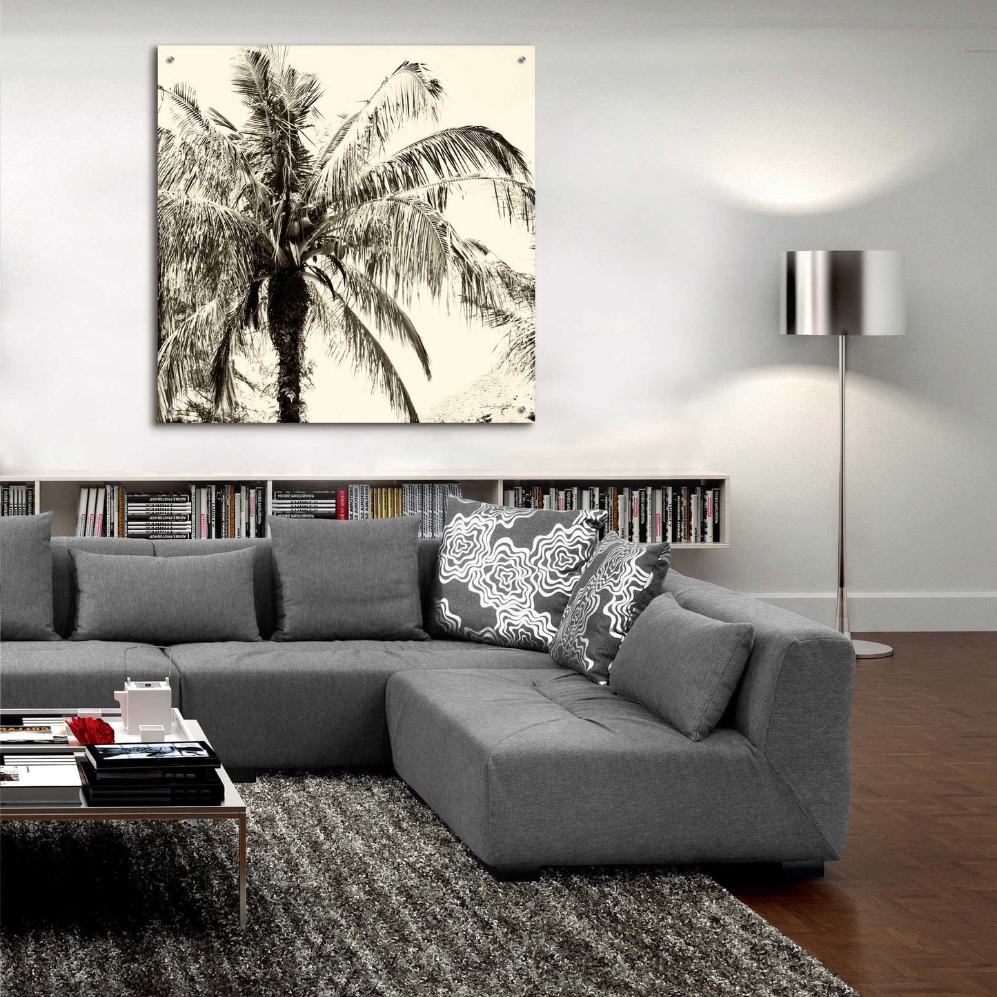 Epic Art 'Palm Tree Sepia III' by Debra Van Swearingen, Acrylic Glass Wall Art,36x36