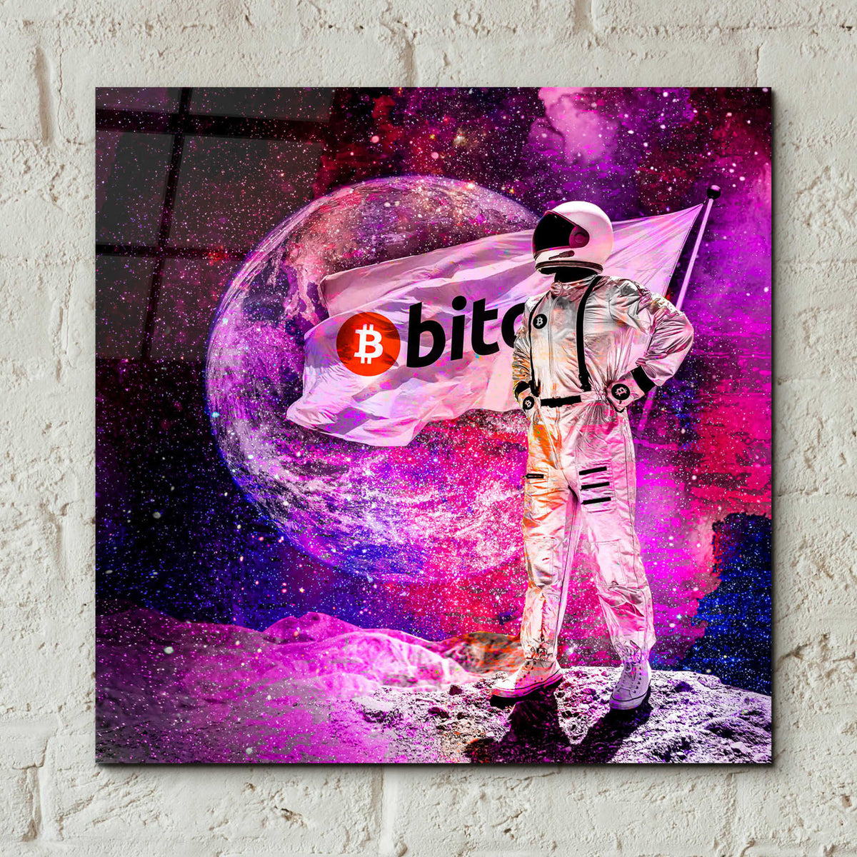 Epic Art 'Bitcoin to the Moon, ' Acrylic Glass Wall Art,12x12