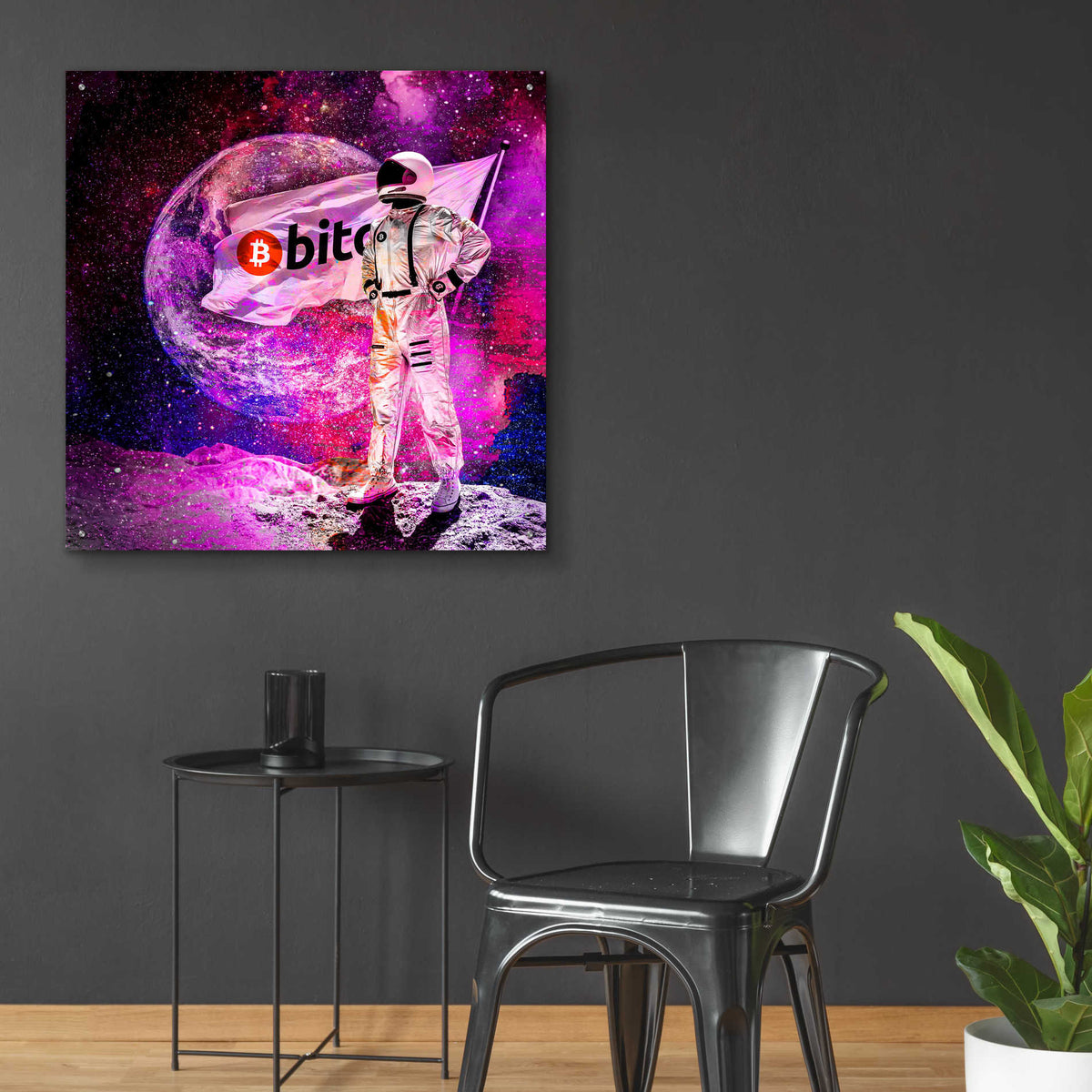 Epic Art 'Bitcoin to the Moon, ' Acrylic Glass Wall Art,36x36