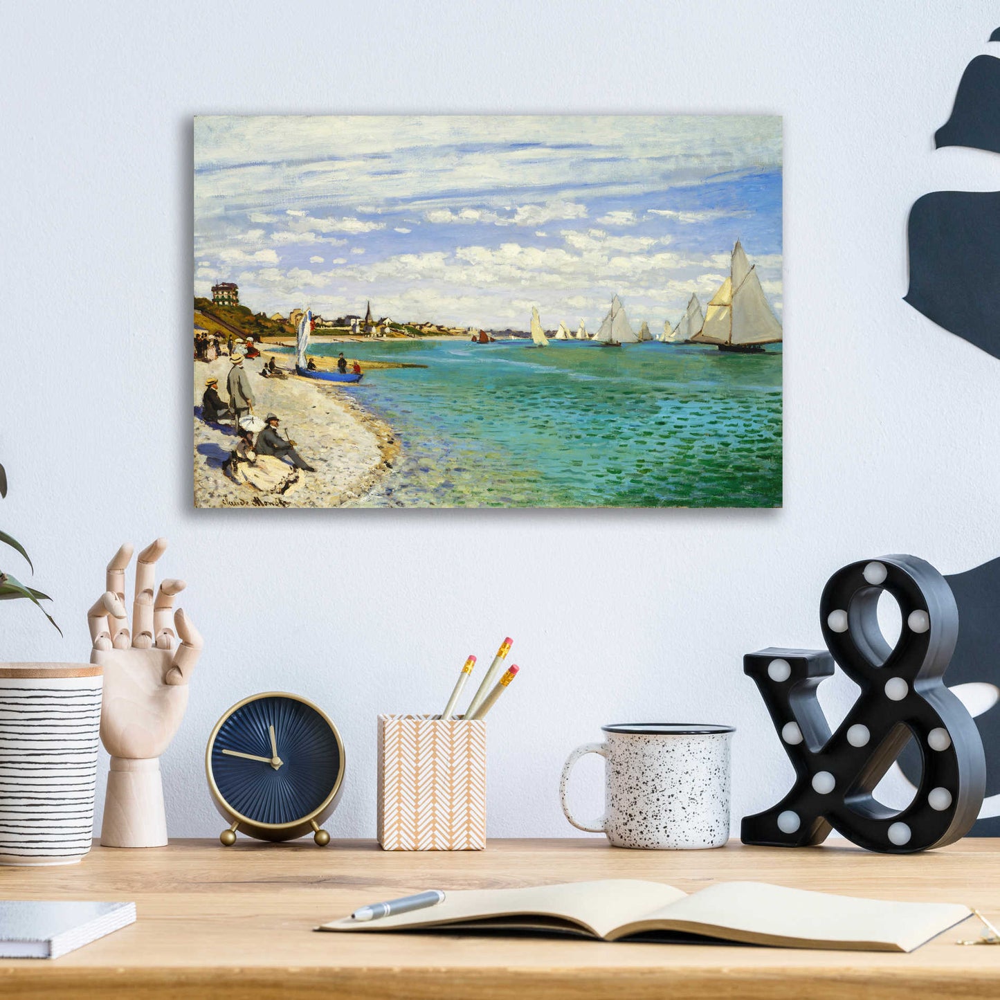 Epic Art 'Regatta at Sainte-Adresse' by Claude Monet, Acrylic Glass Wall Art,16x12