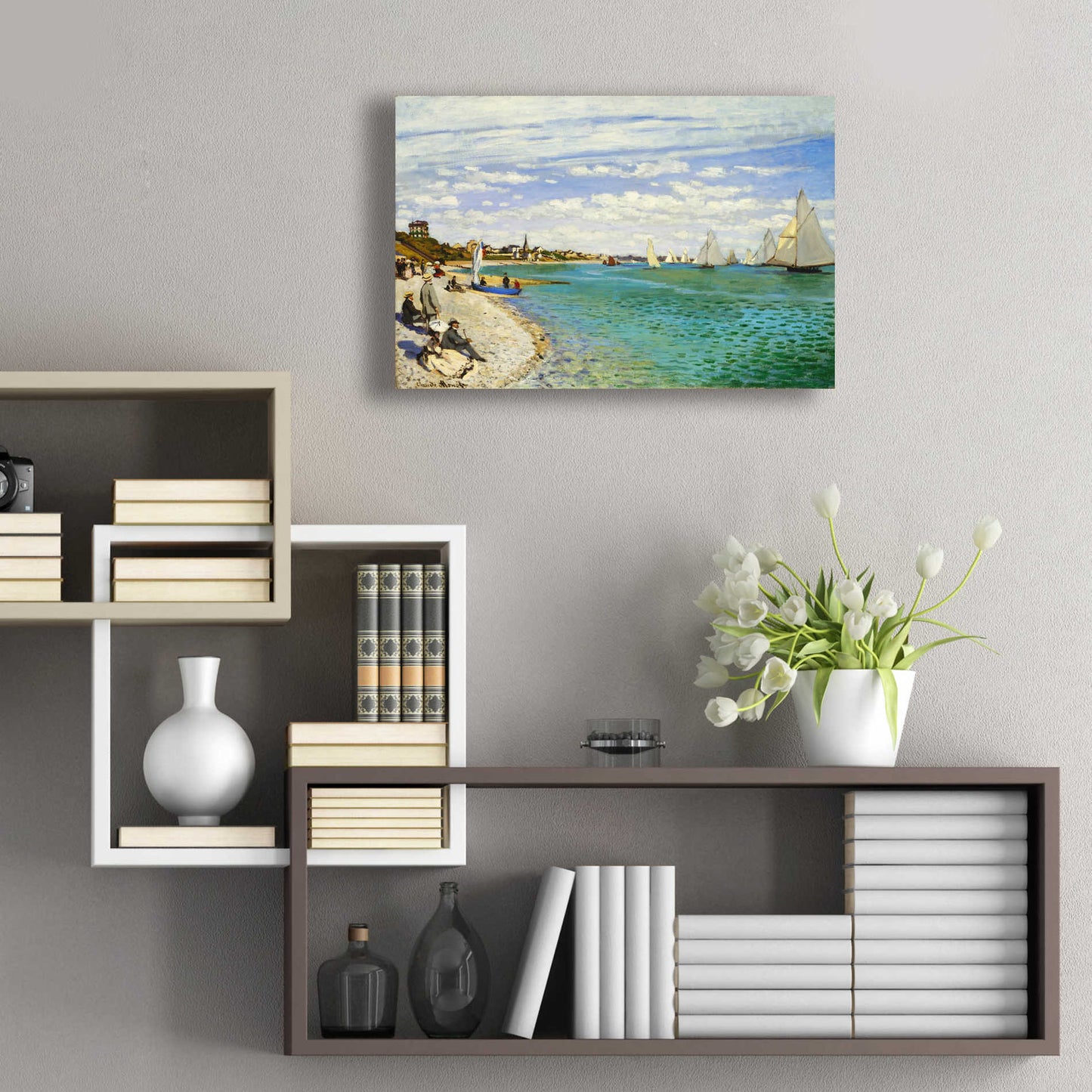 Epic Art 'Regatta at Sainte-Adresse' by Claude Monet, Acrylic Glass Wall Art,24x16