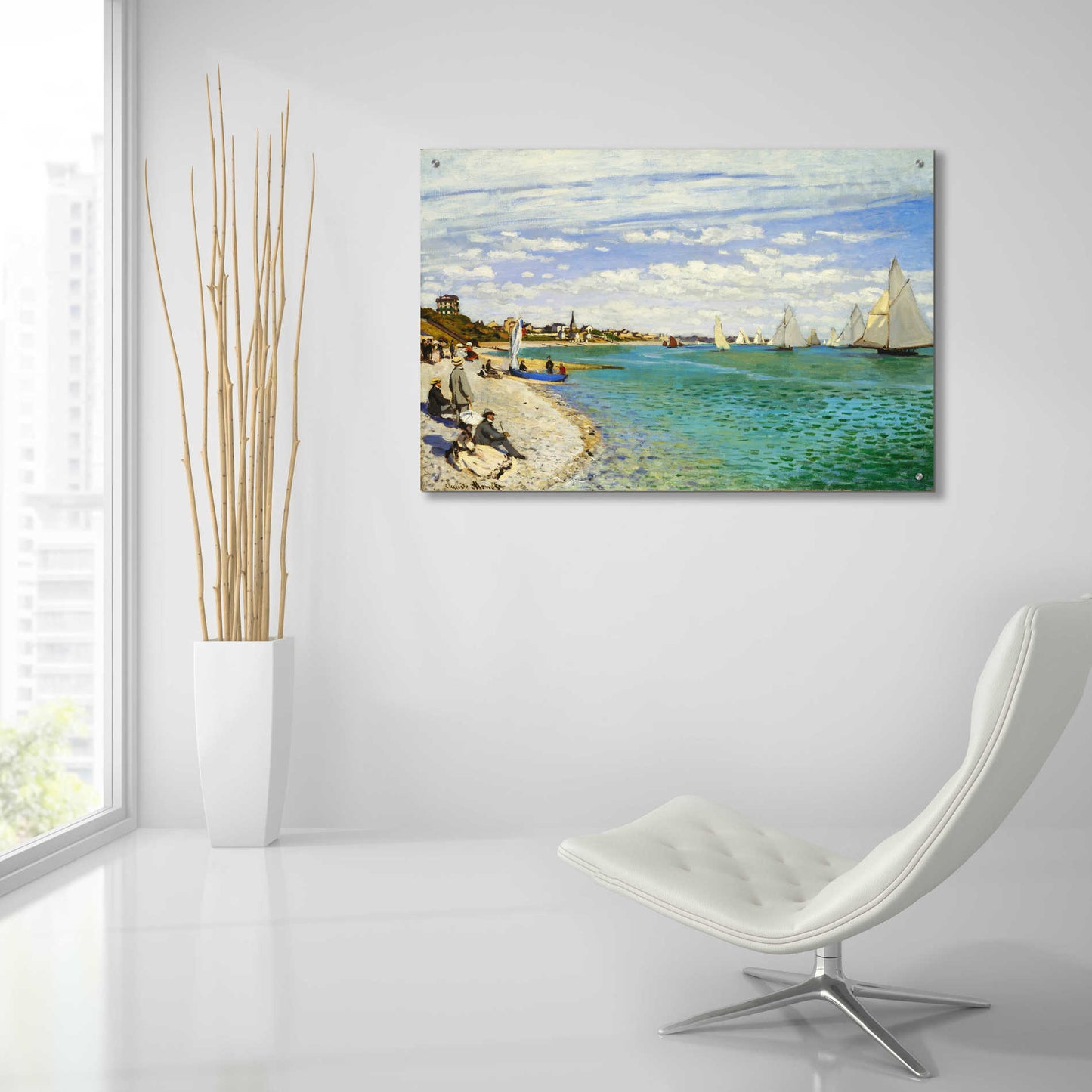 Epic Art 'Regatta at Sainte-Adresse' by Claude Monet, Acrylic Glass Wall Art,36x24