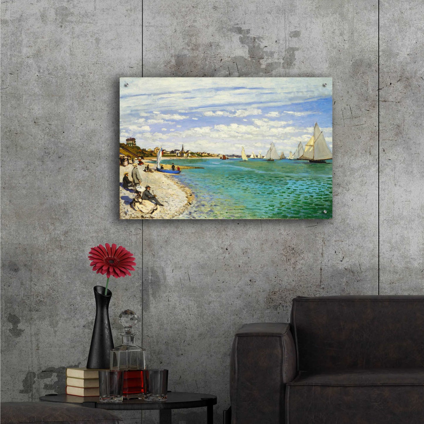 Epic Art 'Regatta at Sainte-Adresse' by Claude Monet, Acrylic Glass Wall Art,36x24