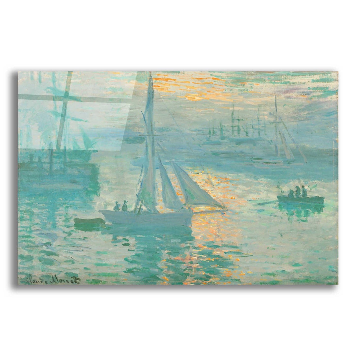 Epic Art 'Sunrise' by Claude Monet, Acrylic Glass Wall Art,16x12x1.1x0,24x20x1.1x0,30x26x1.74x0,54x40x1.74x0
