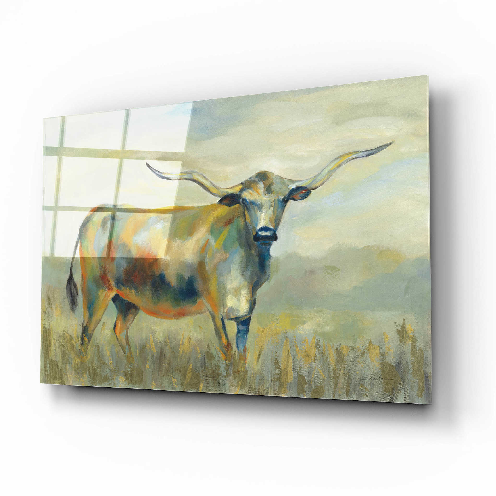 Epic Art 'Colorful Longhorn Cow' by Silvia Vassileva, Acrylic Glass Wall Art,16x12