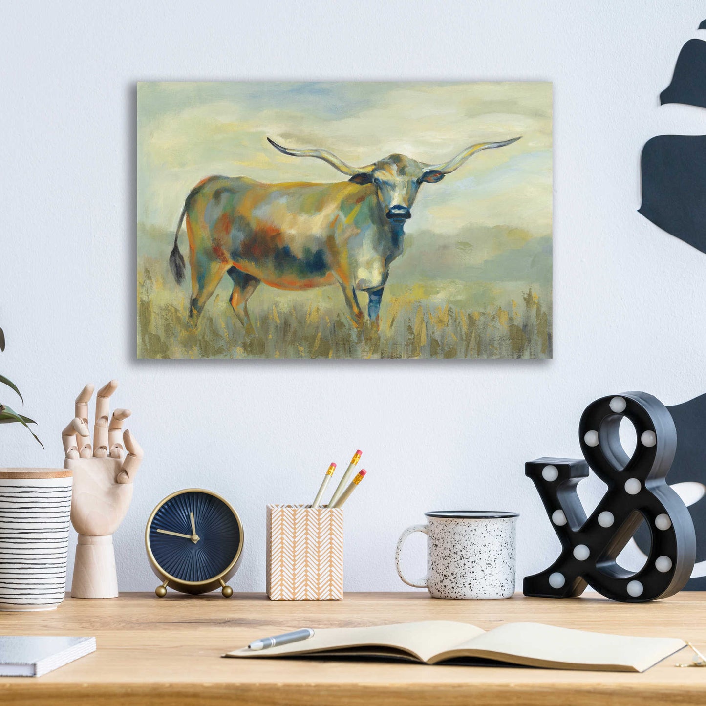 Epic Art 'Colorful Longhorn Cow' by Silvia Vassileva, Acrylic Glass Wall Art,16x12