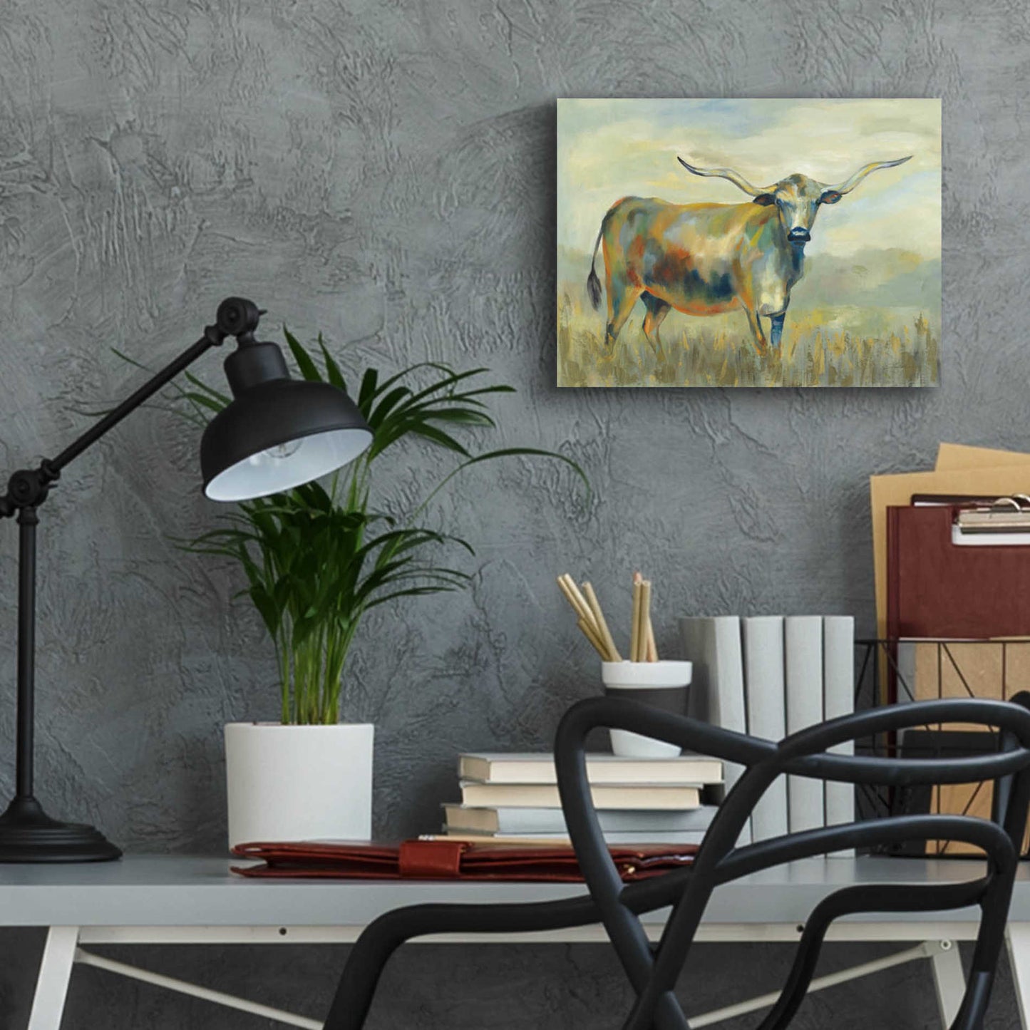 Epic Art 'Colorful Longhorn Cow' by Silvia Vassileva, Acrylic Glass Wall Art,16x12