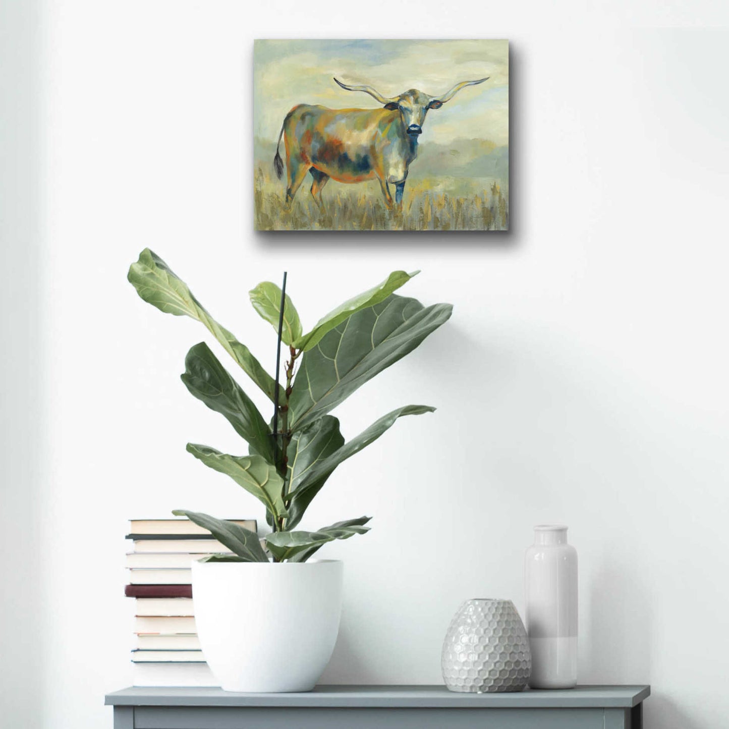 Epic Art 'Colorful Longhorn Cow' by Silvia Vassileva, Acrylic Glass Wall Art,16x12