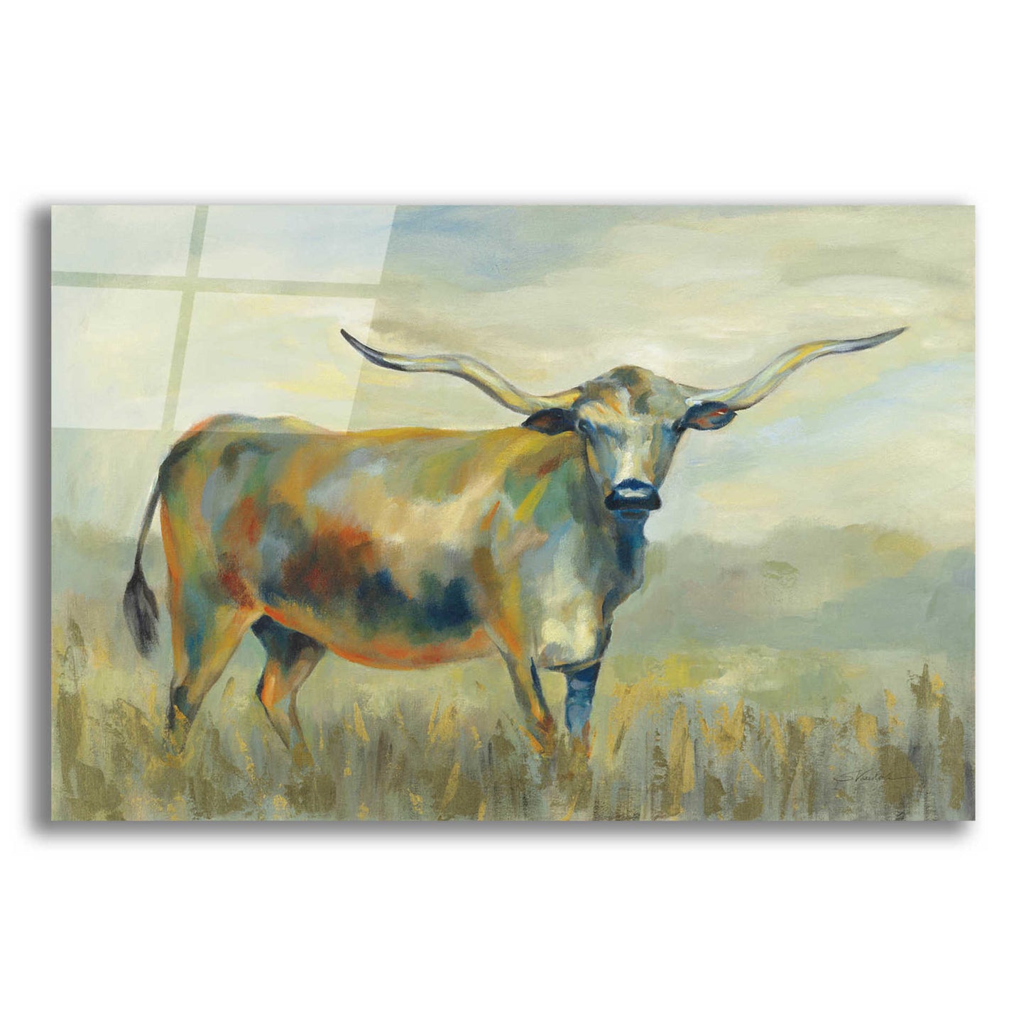 Epic Art 'Colorful Longhorn Cow' by Silvia Vassileva, Acrylic Glass Wall Art,16x12