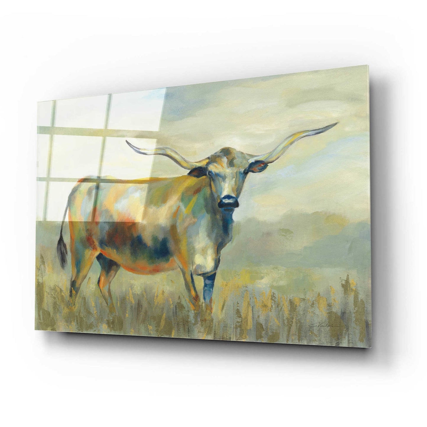 Epic Art 'Colorful Longhorn Cow' by Silvia Vassileva, Acrylic Glass Wall Art,24x16