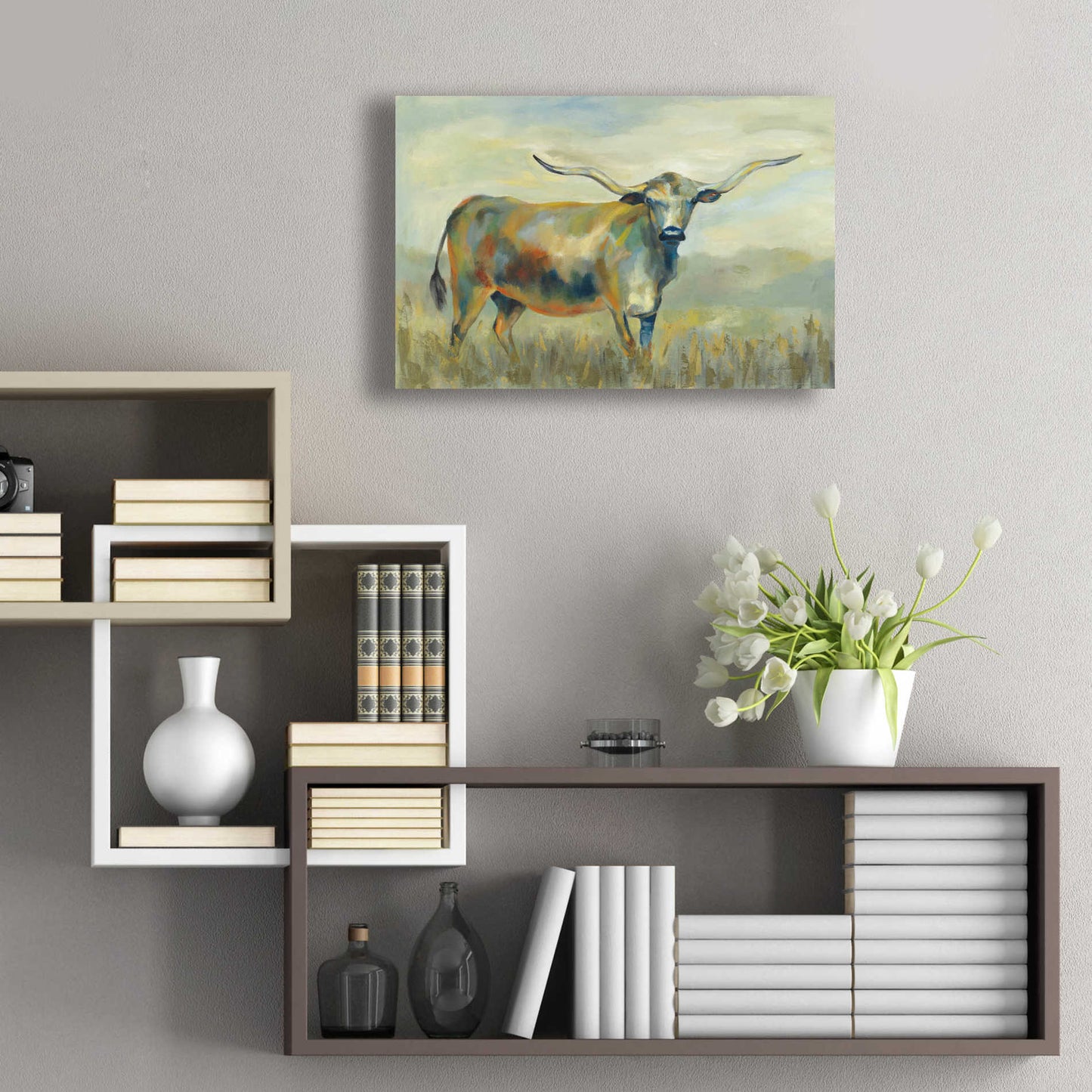 Epic Art 'Colorful Longhorn Cow' by Silvia Vassileva, Acrylic Glass Wall Art,24x16