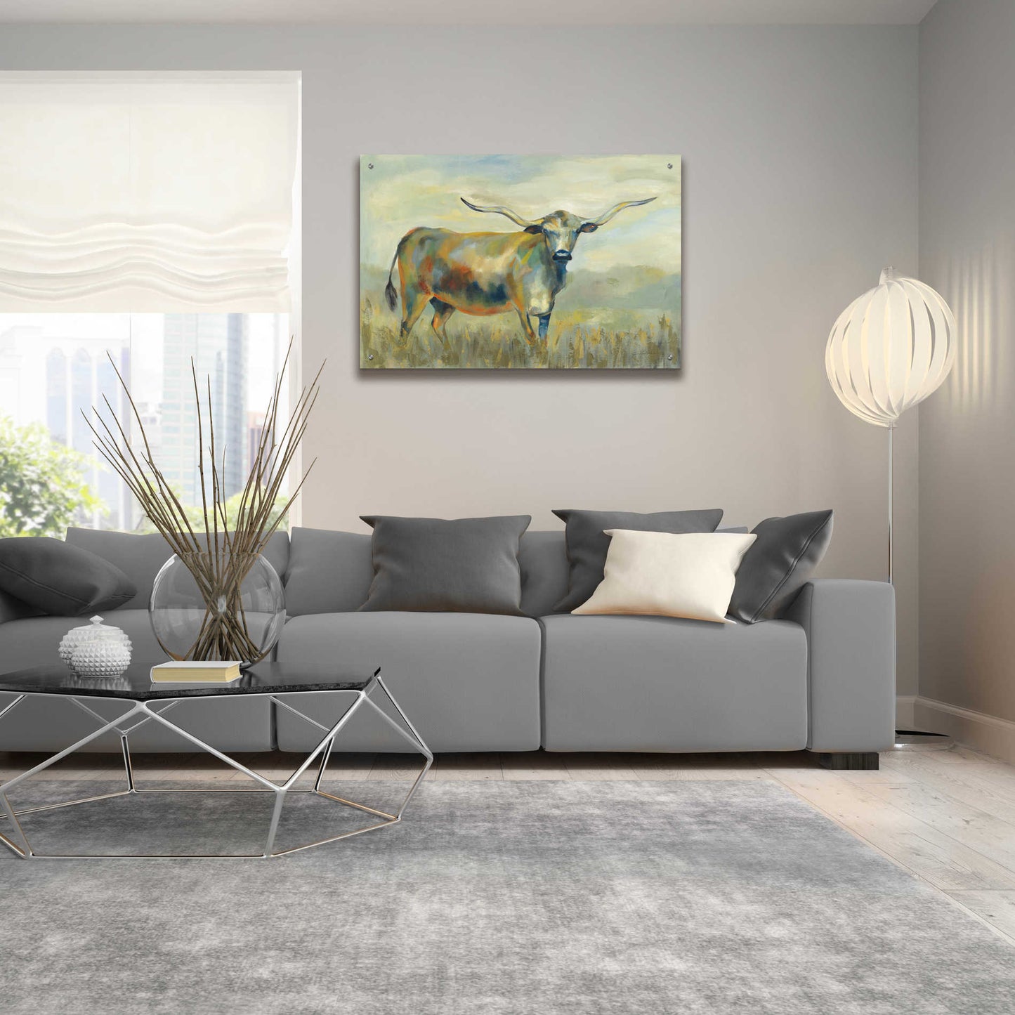 Epic Art 'Colorful Longhorn Cow' by Silvia Vassileva, Acrylic Glass Wall Art,36x24