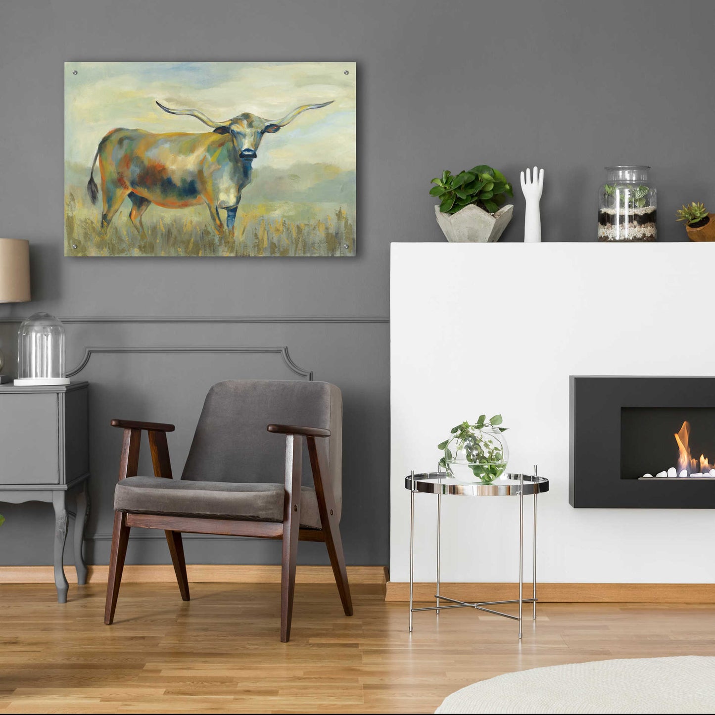 Epic Art 'Colorful Longhorn Cow' by Silvia Vassileva, Acrylic Glass Wall Art,36x24