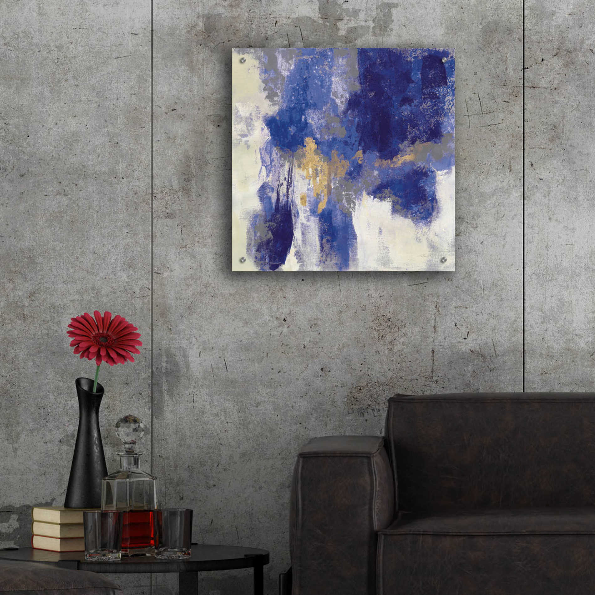 Epic Art 'Sparkle Abstract II Blue' by Silvia Vassileva, Acrylic Glass Wall Art,24x24