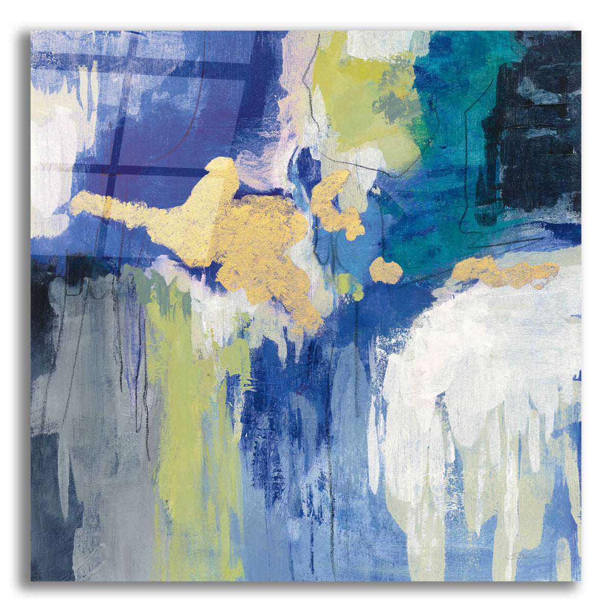 Epic Art 'Sparkle Abstract III Blue' by Silvia Vassileva, Acrylic Glass Wall Art