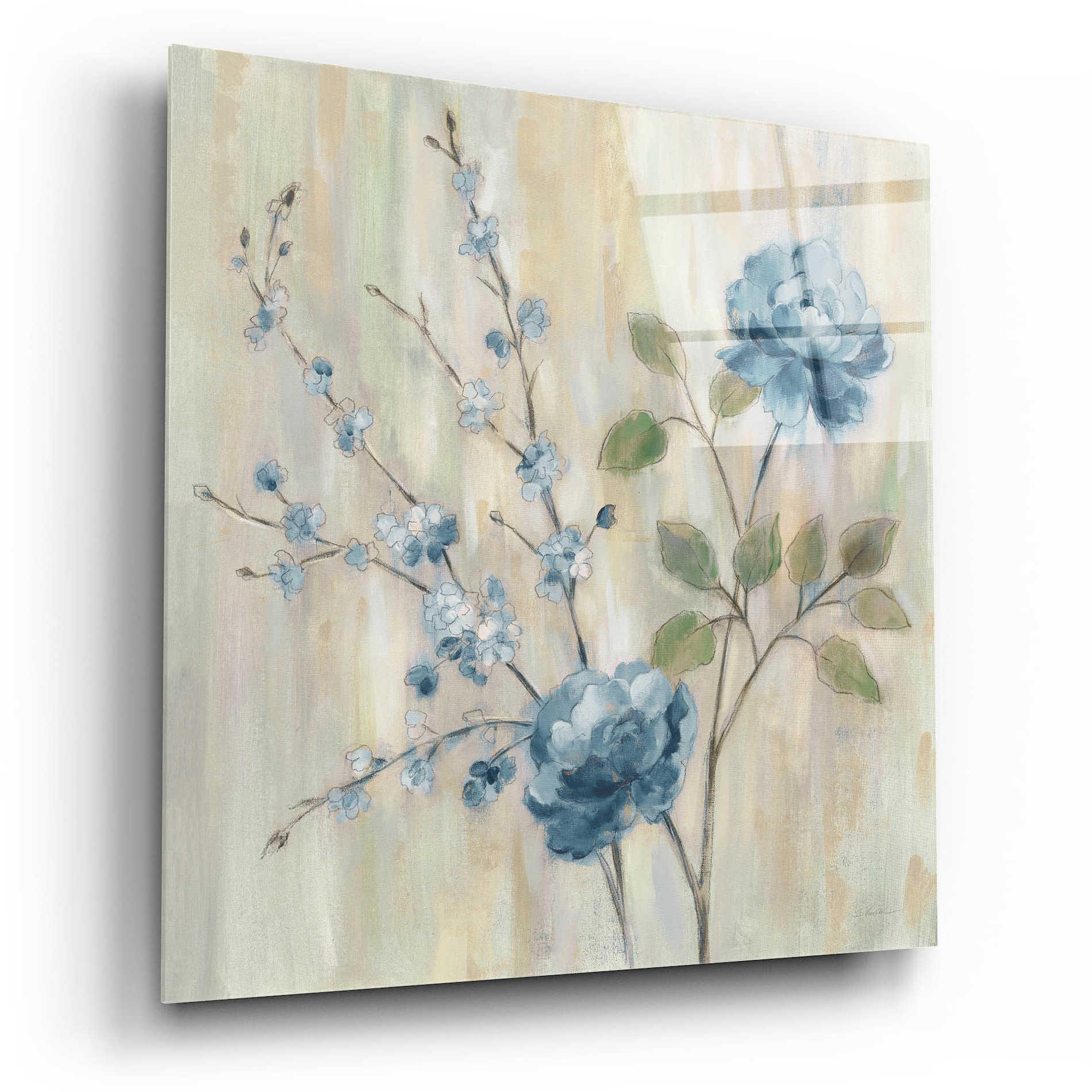 Epic Art 'Contemporary Chinoiserie Blue' by Silvia Vassileva, Acrylic Glass Wall Art,12x12