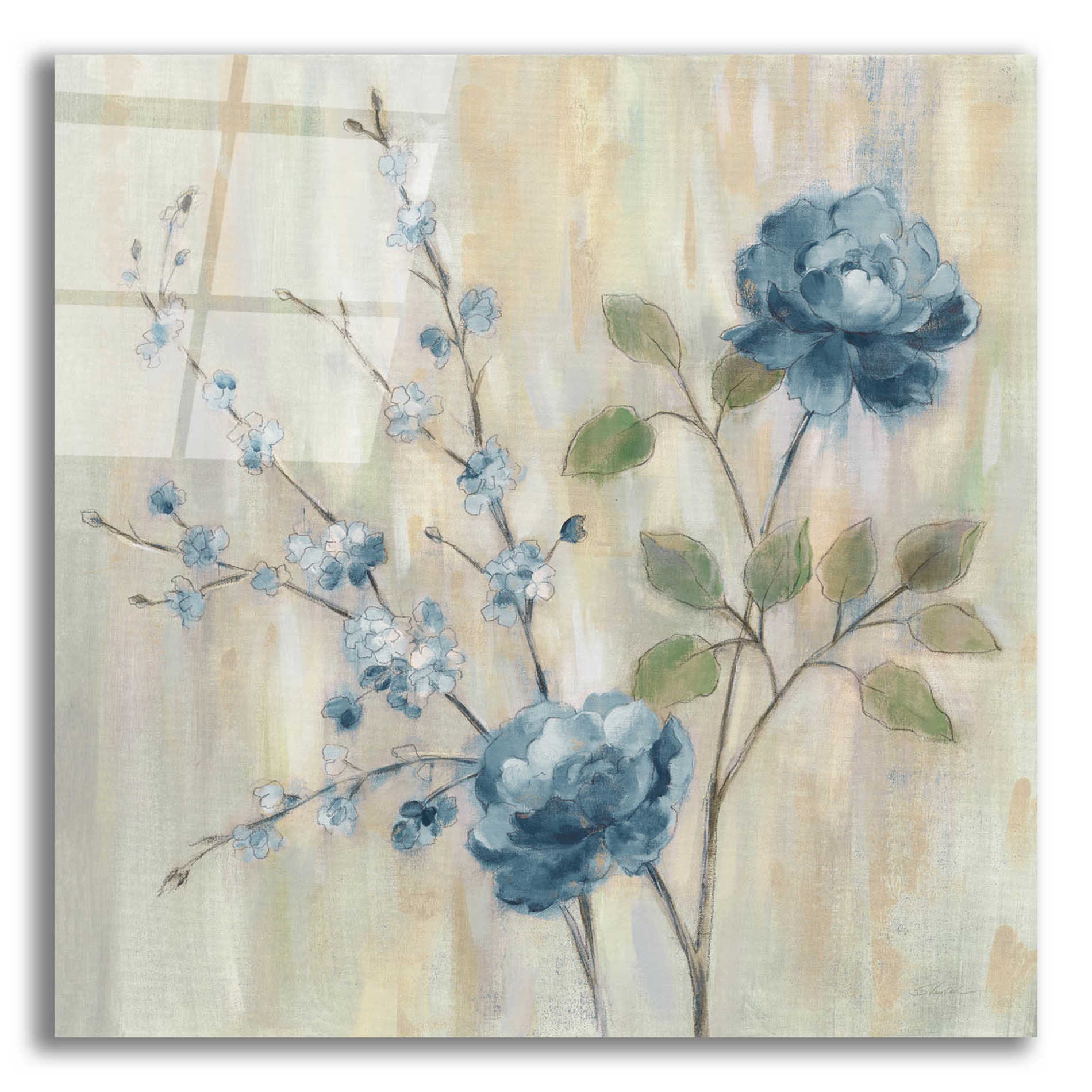 Epic Art 'Contemporary Chinoiserie Blue' by Silvia Vassileva, Acrylic Glass Wall Art,12x12