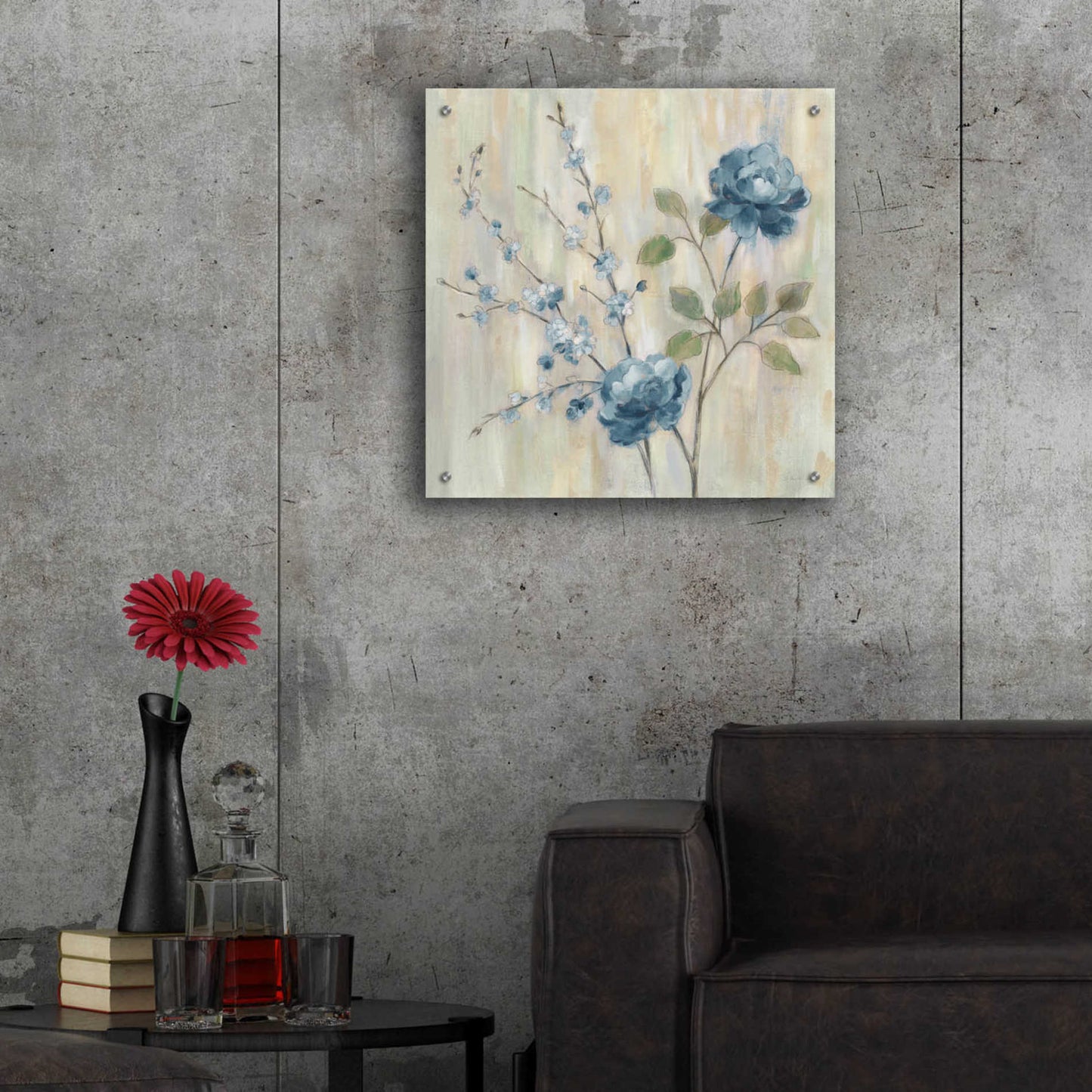 Epic Art 'Contemporary Chinoiserie Blue' by Silvia Vassileva, Acrylic Glass Wall Art,24x24