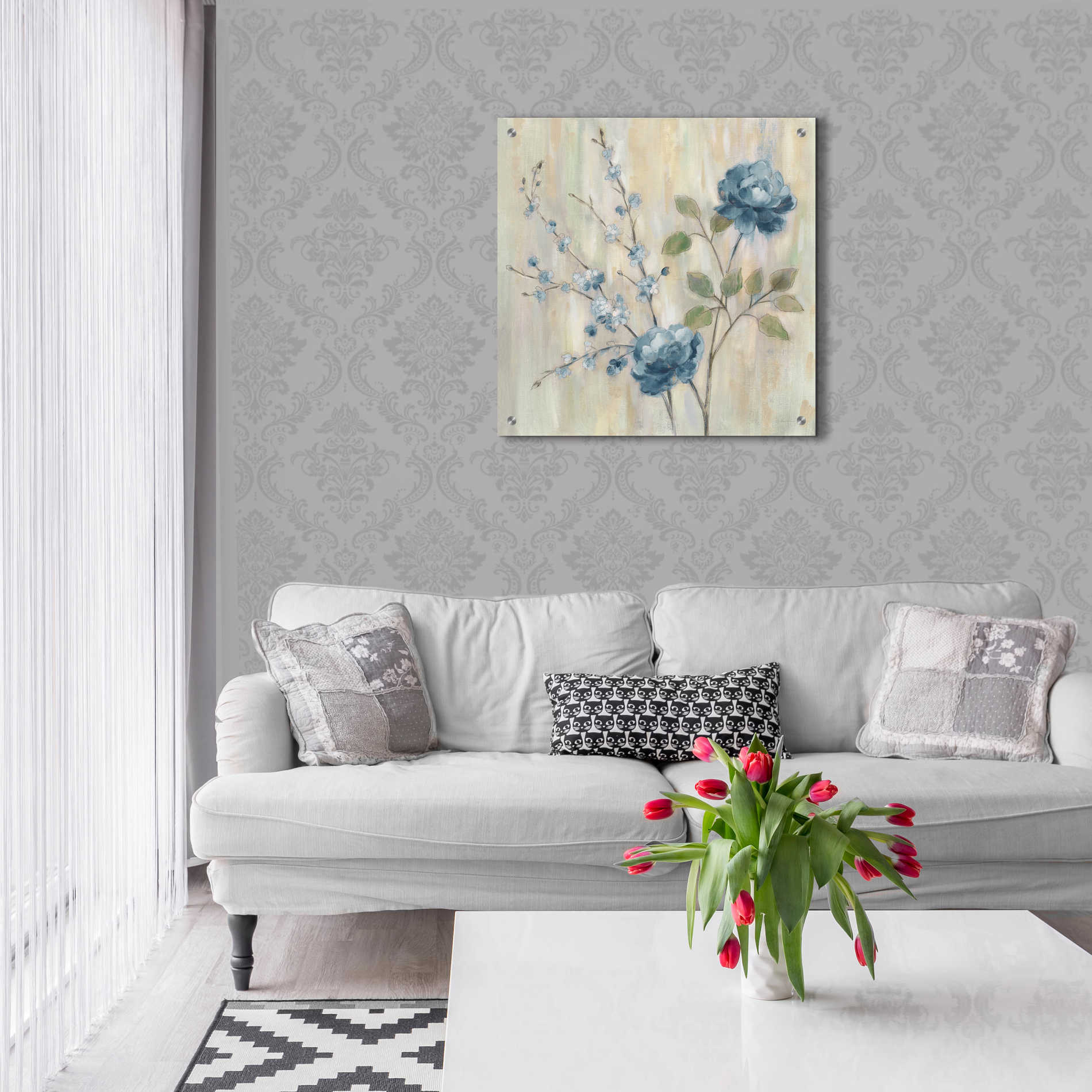 Epic Art 'Contemporary Chinoiserie Blue' by Silvia Vassileva, Acrylic Glass Wall Art,24x24