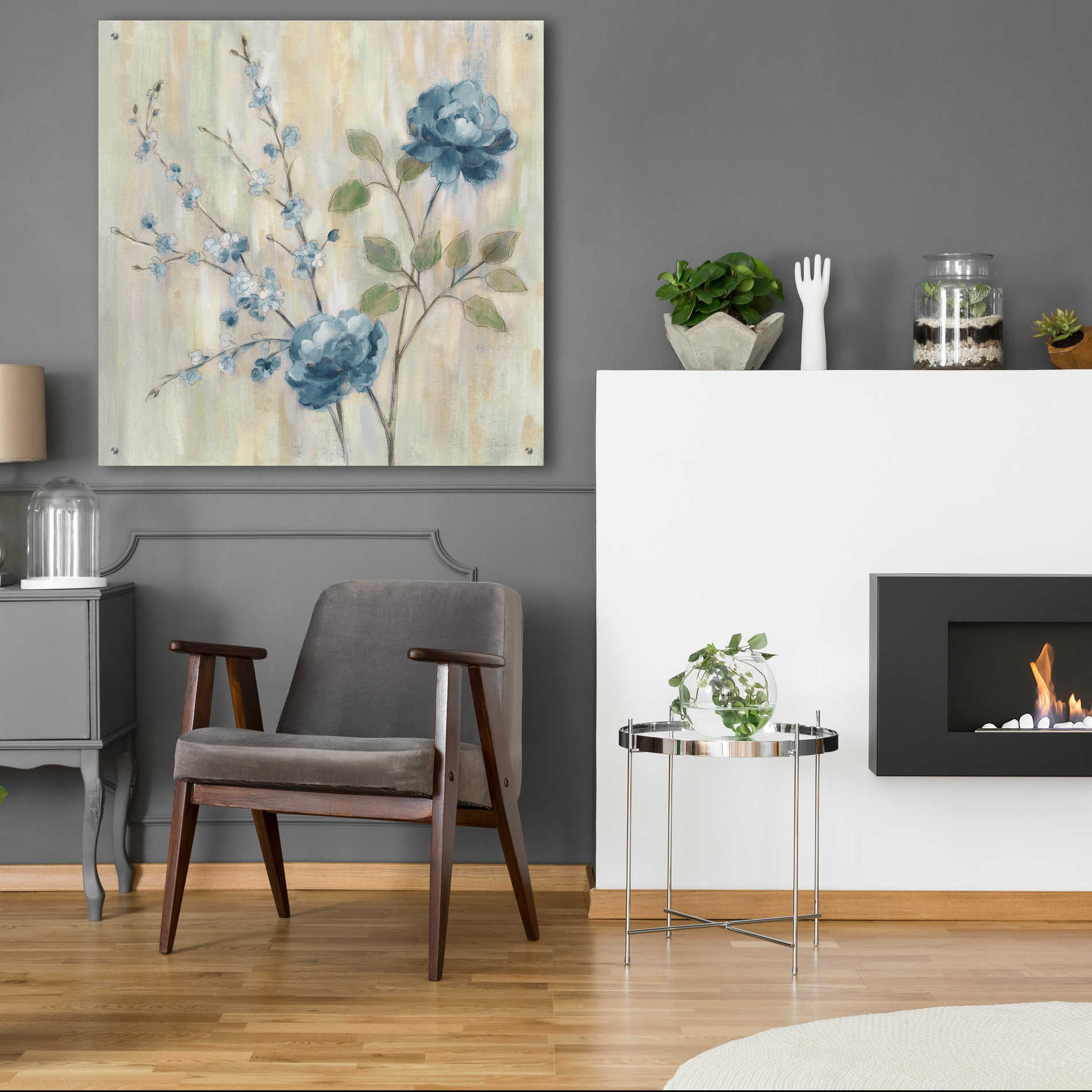 Epic Art 'Contemporary Chinoiserie Blue' by Silvia Vassileva, Acrylic Glass Wall Art,36x36