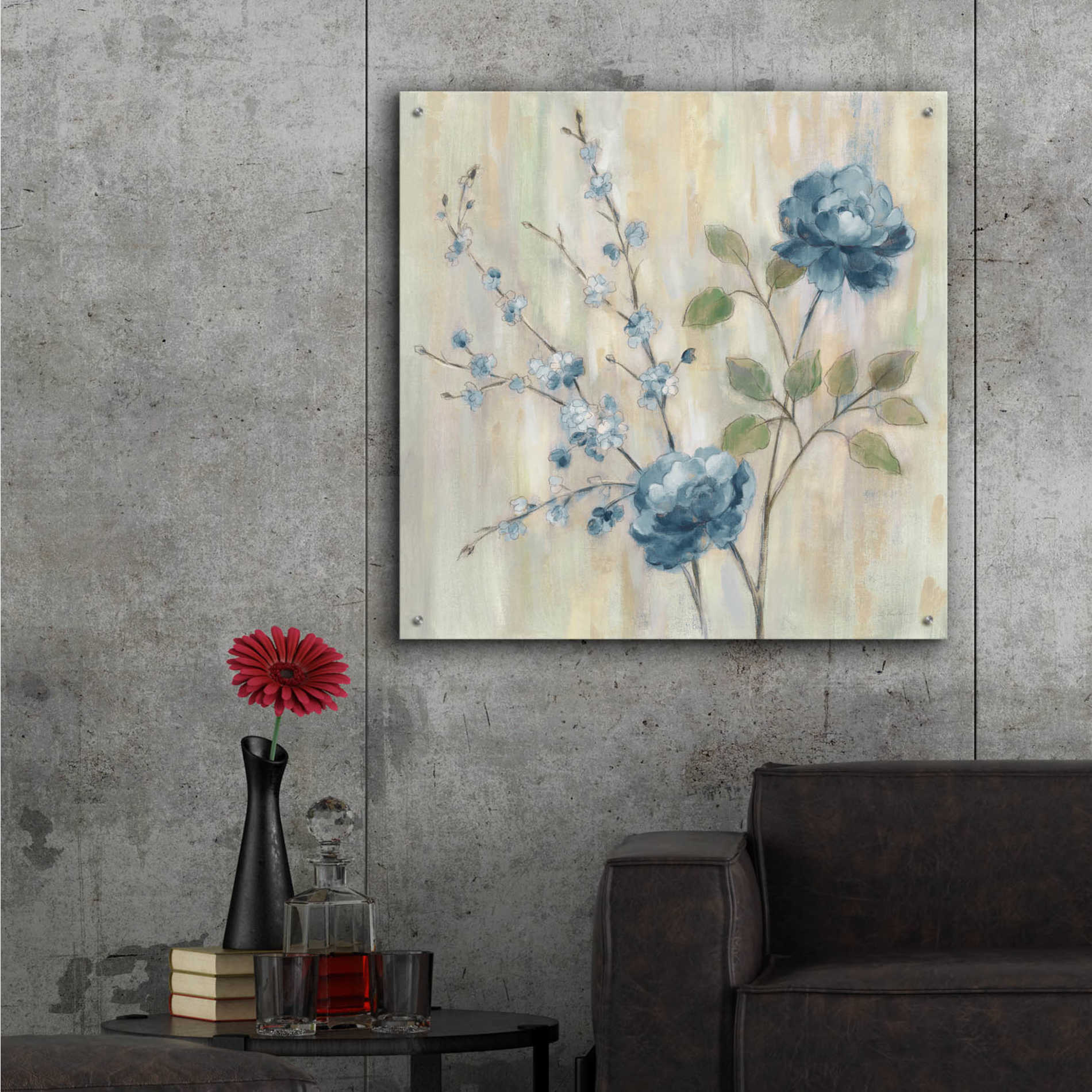 Epic Art 'Contemporary Chinoiserie Blue' by Silvia Vassileva, Acrylic Glass Wall Art,36x36