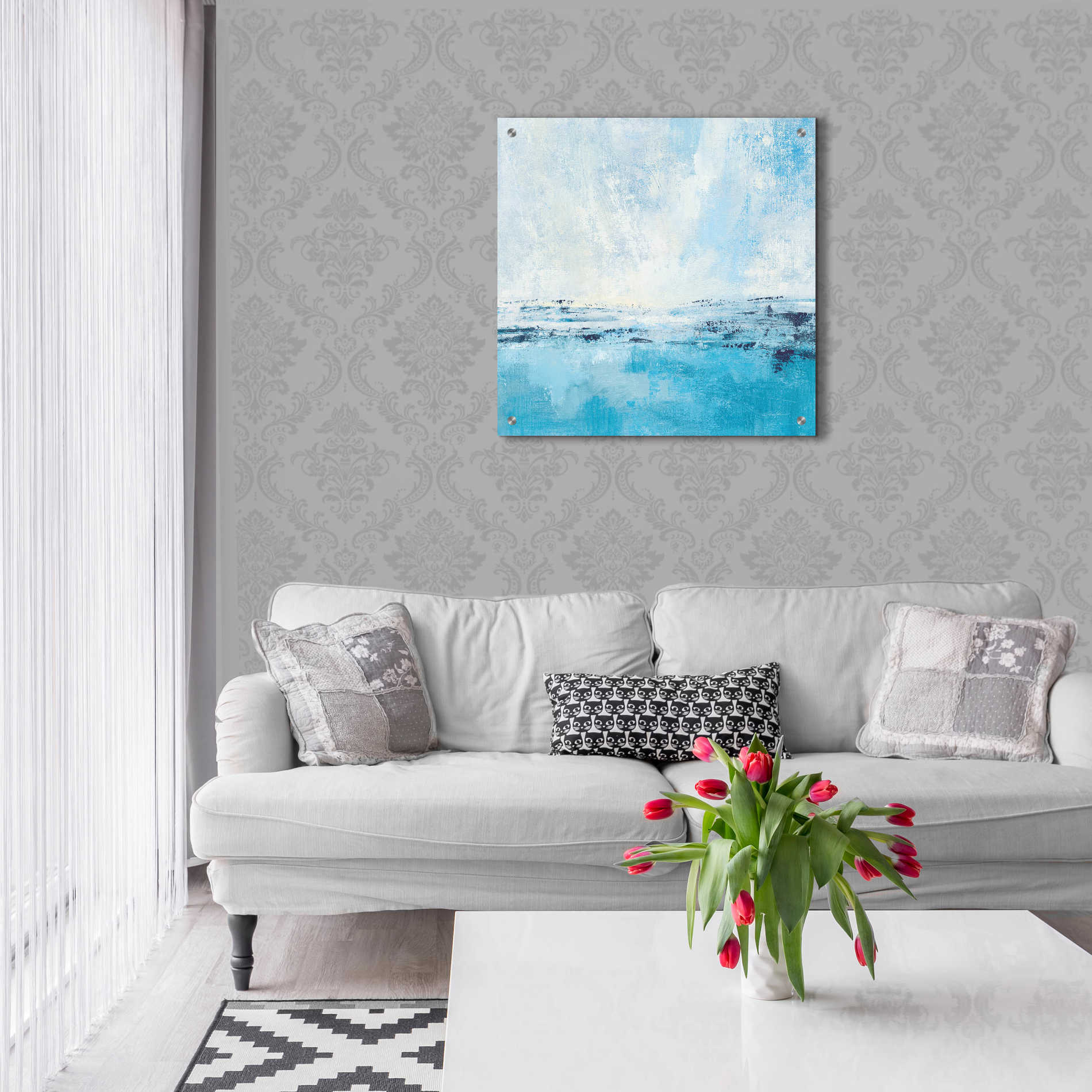 Epic Art 'Coastal View I Aqua' by Silvia Vassileva, Acrylic Glass Wall Art,24x24